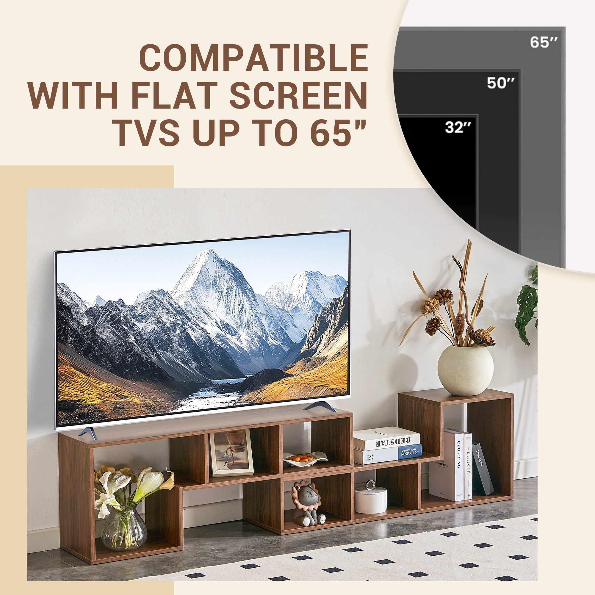 PAPROOS TV Stand for 65 Inch TV