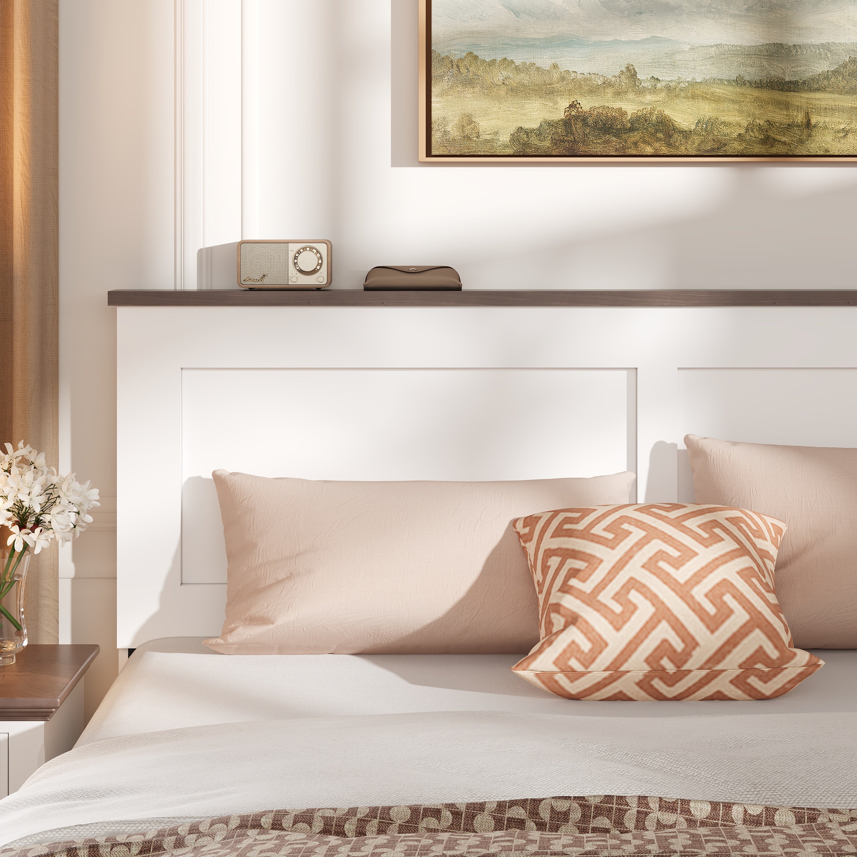 PAPROOS Full Size Bed Frame, Wooden Platform Bed with Headboard and Footboard