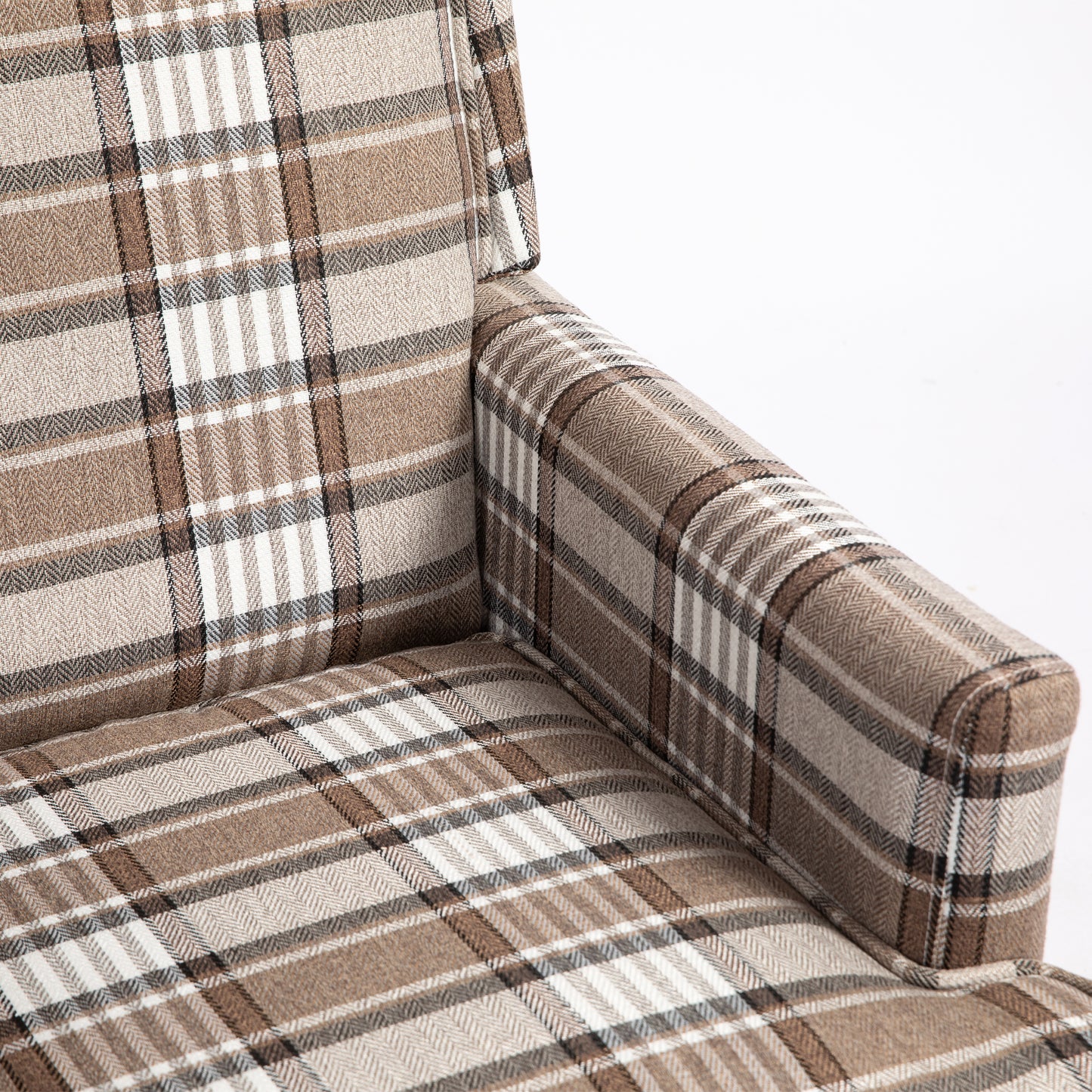 PAPROOS Upholstered Accent Chair, Vintage Arm Chair with Blue and White Striped Linen Fabric and Nailhead Trim, Comfort Reading Chair Lounge Chair, Armchair for Living Room, Bedroom, Blue