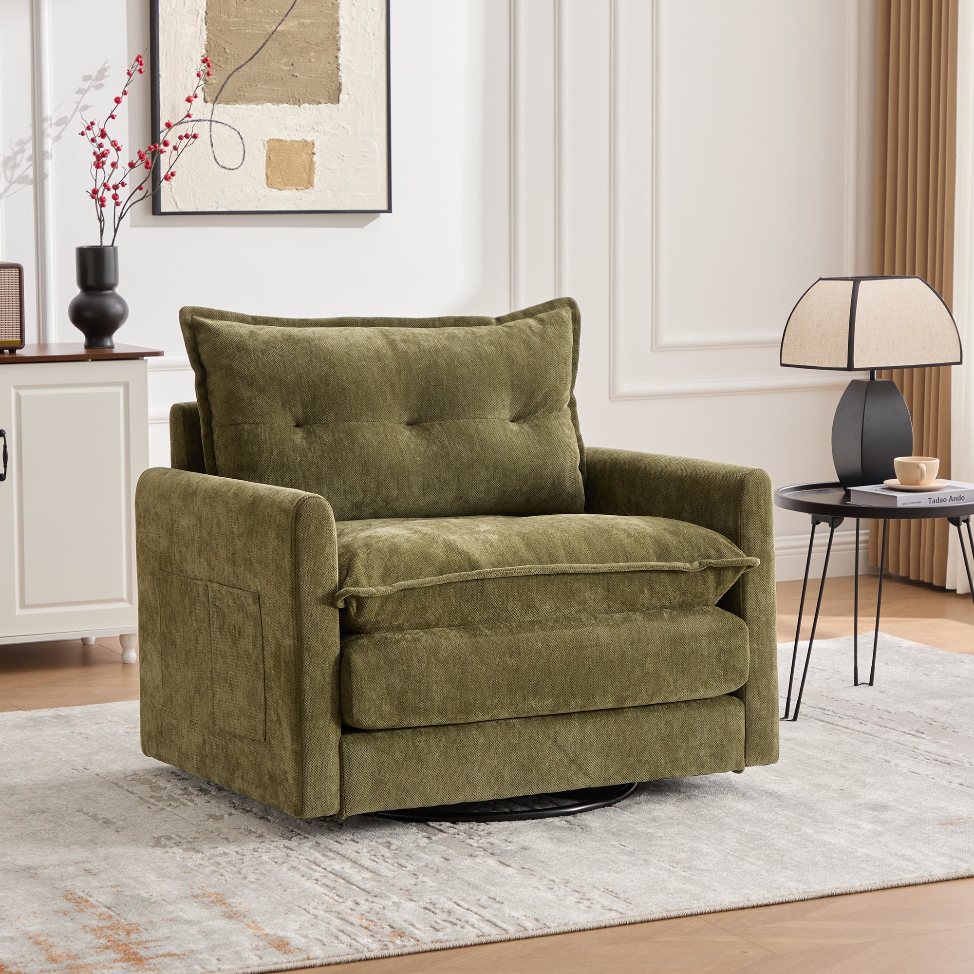 PAPROOS Chenille Upholstered Accent Chair