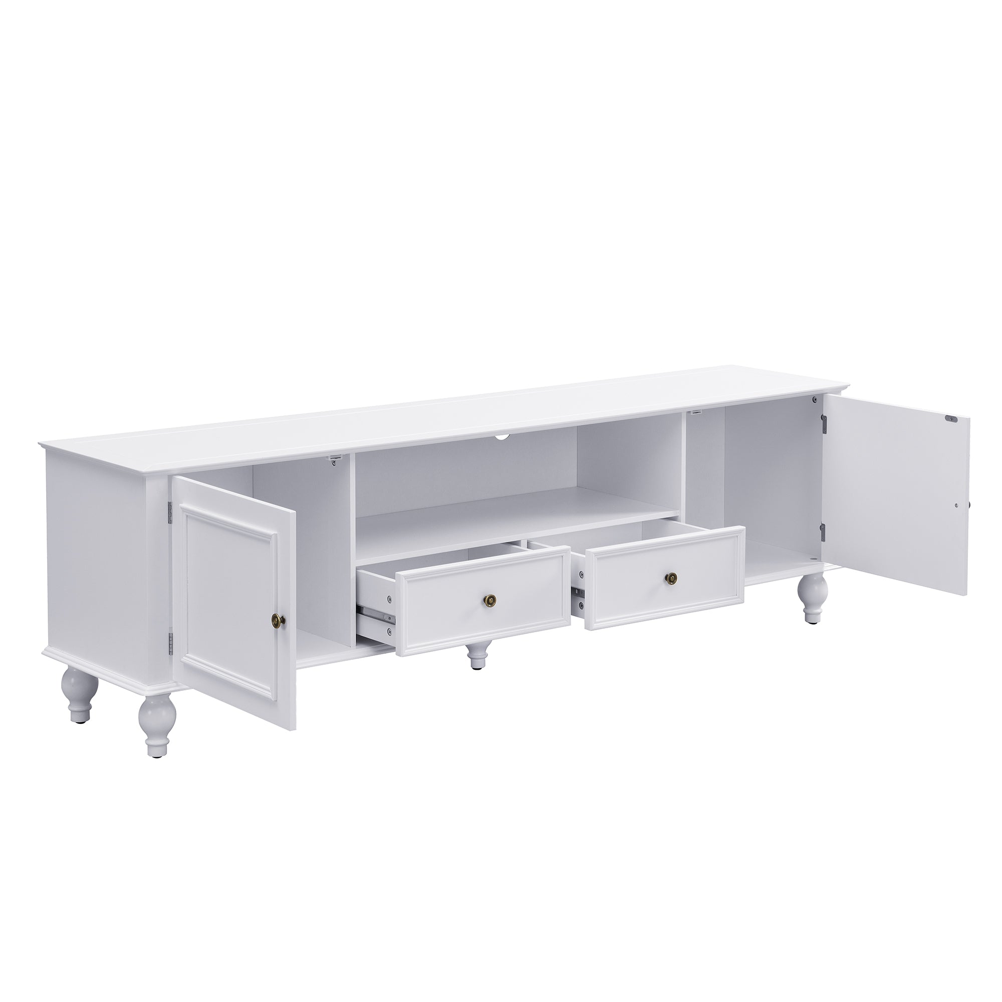 PAPROOS White TV Stand for TVS up to 80", Two-tone TV Console Table with Drawers and Storage Shelves, Modern TV Cabinet Entertainment Center, Functional TV Stand for Living Room, Lounge Room