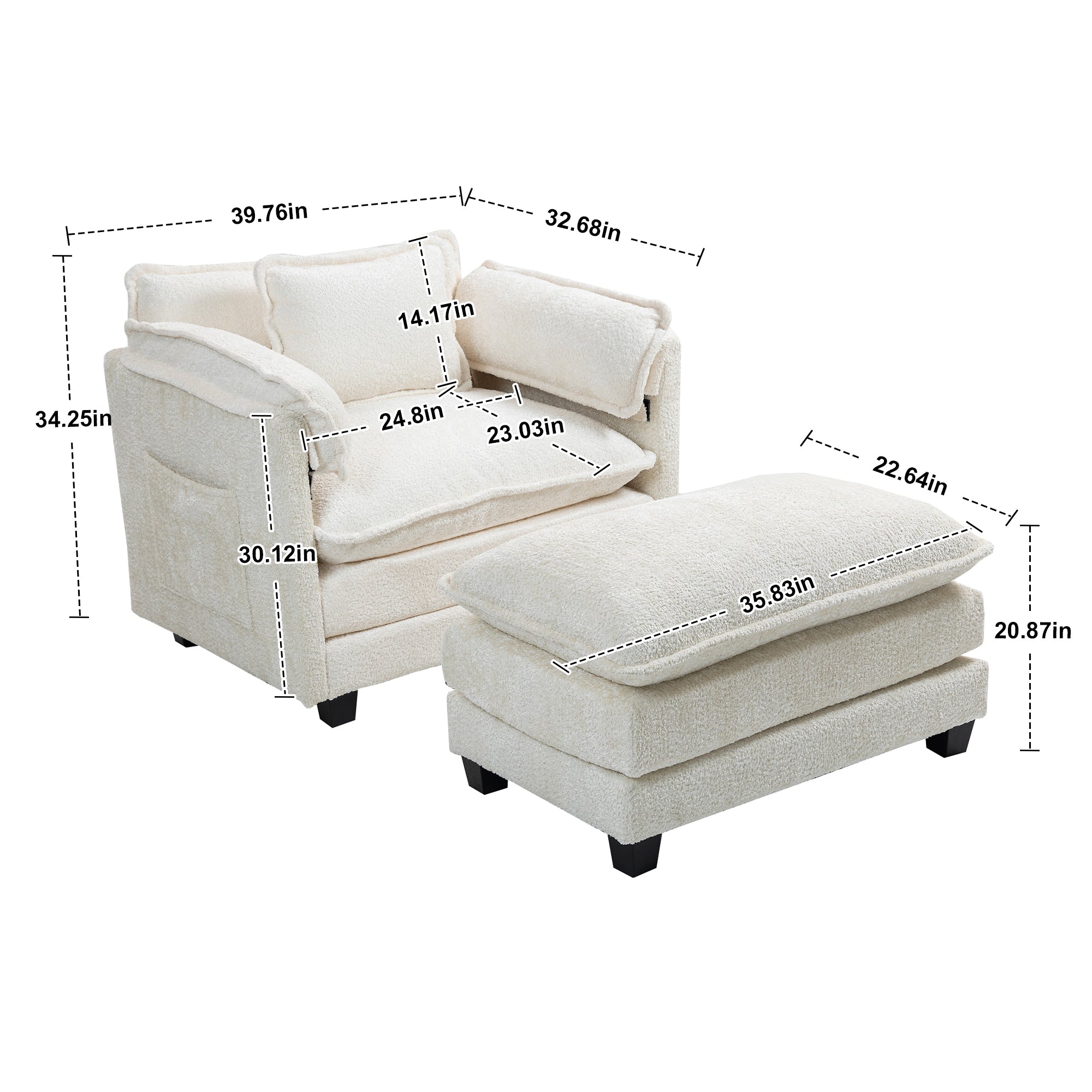 PAPROOS Chenille Upholstered Accent Chair