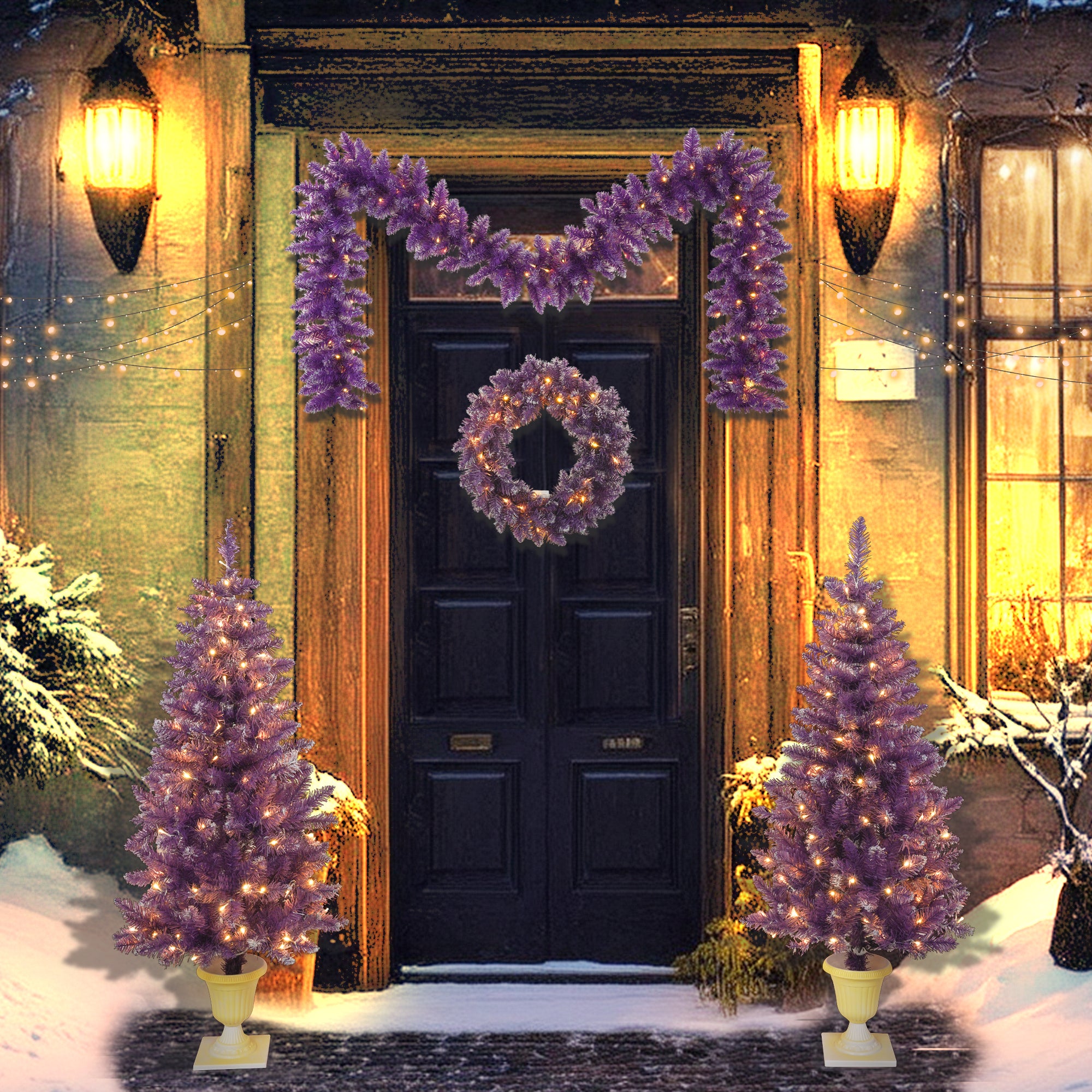 PAPROOS Pre-lit Christmas Decoration 4-Piece Set