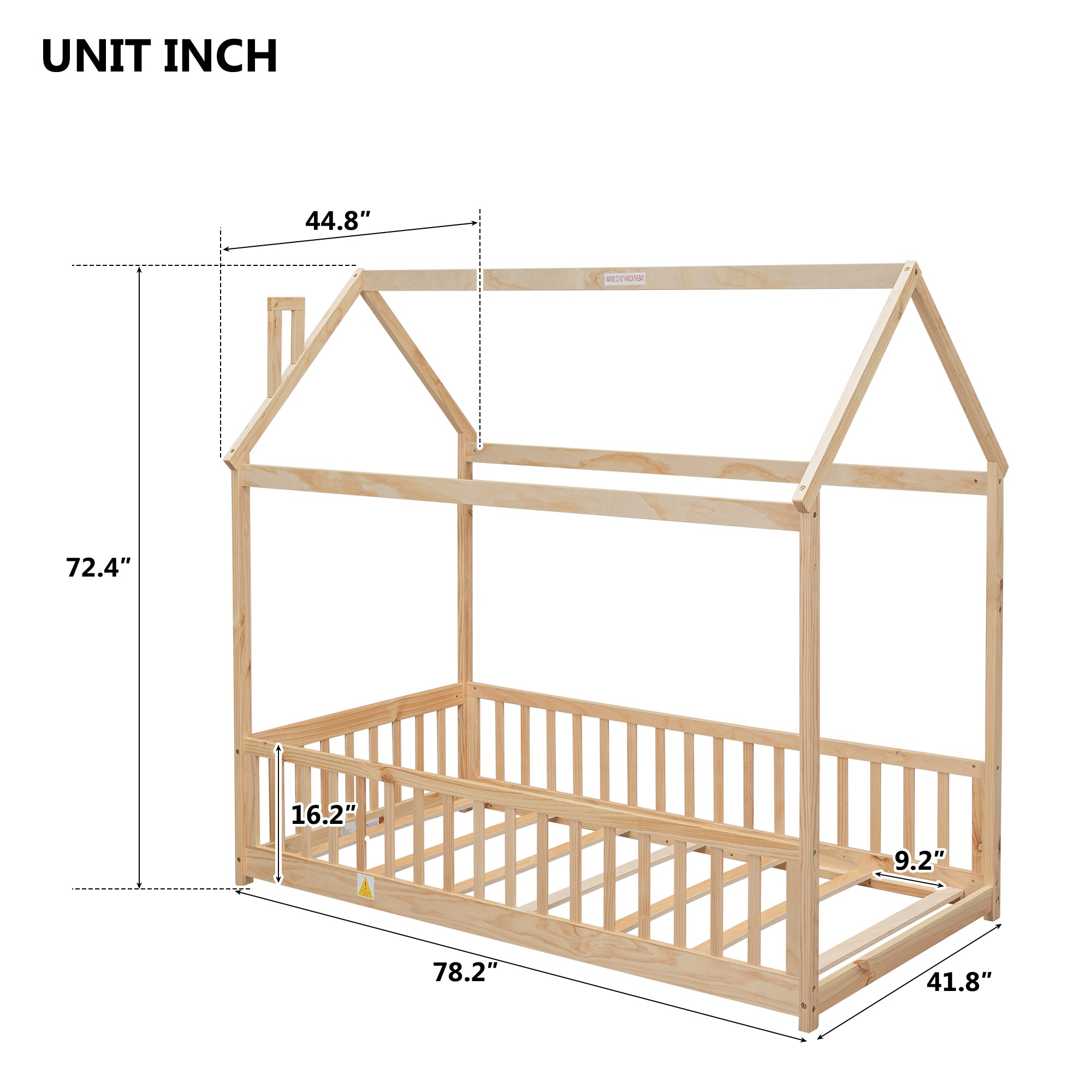 PAPROOS Twin Size House Floor Bed for Kids