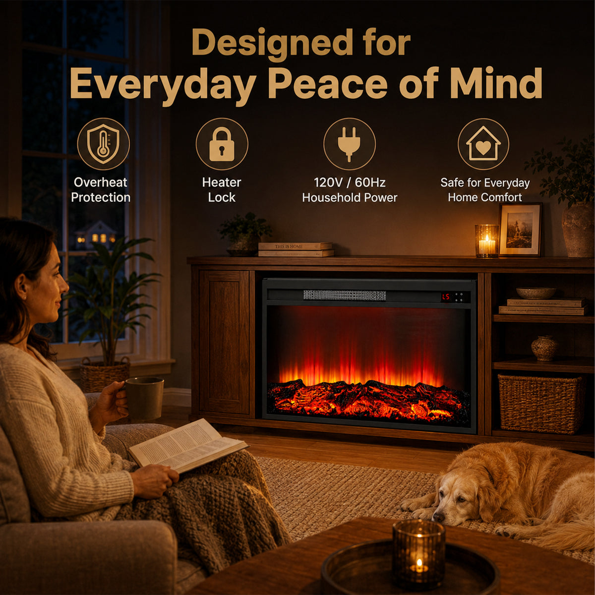 PAPROOS 30 Inch Electric Fireplace Insert
