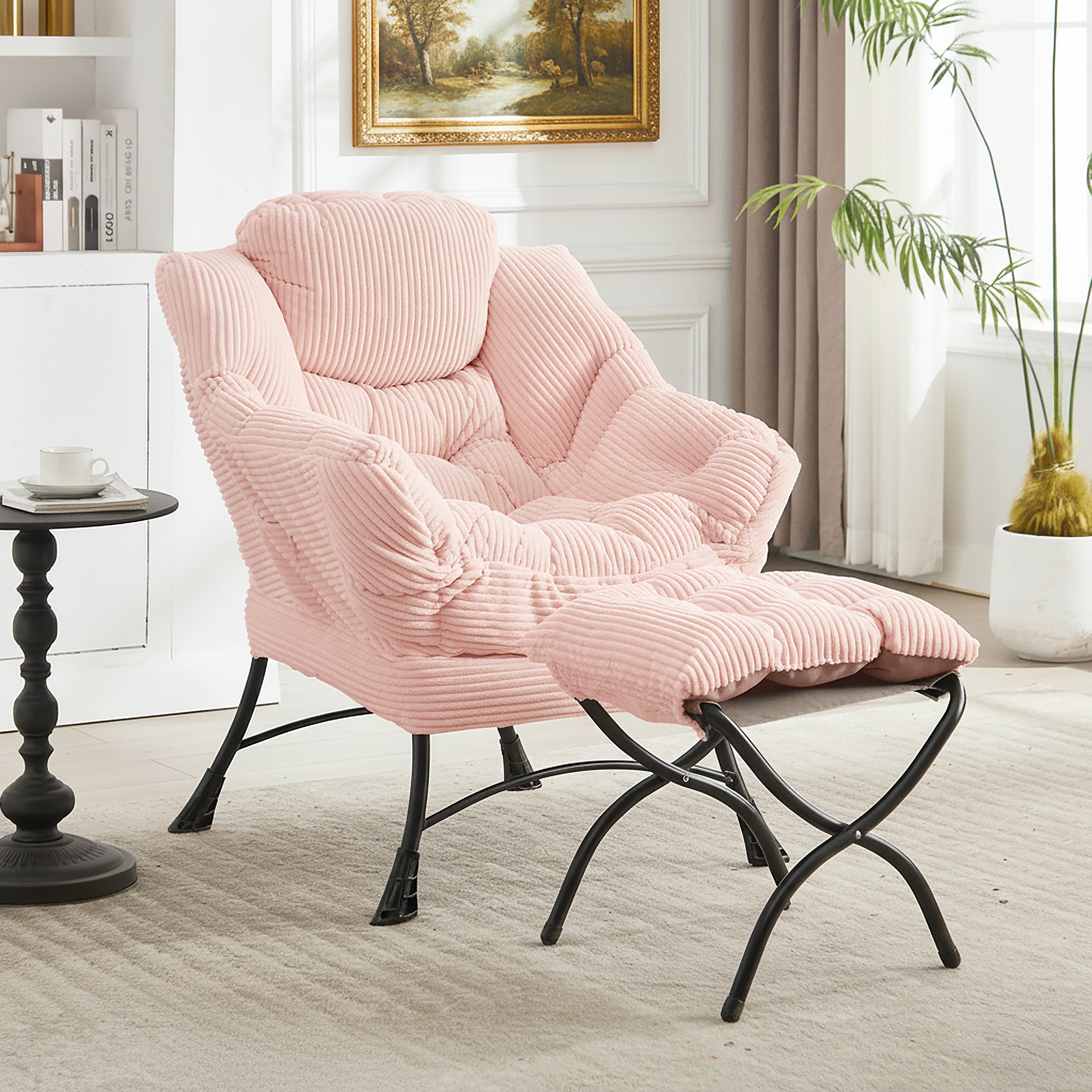 PAPROOS Lazy Chair with Foldable Ottoman