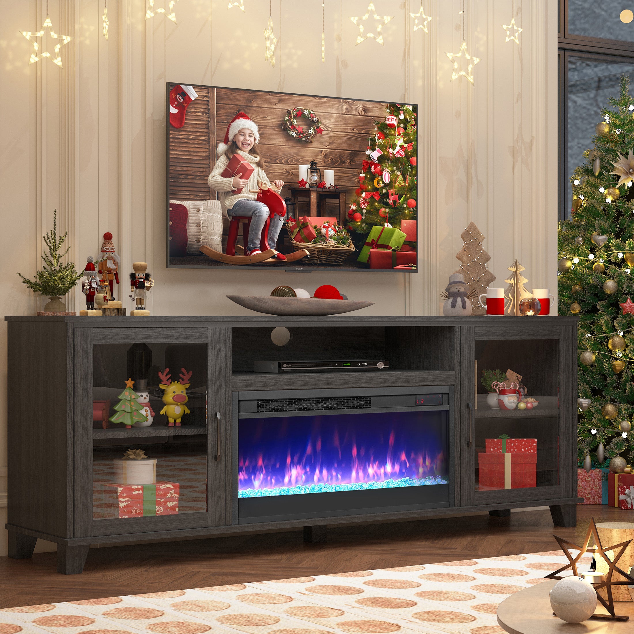 PAPROOS Fireplace TV Stand for TVs up to 60"
