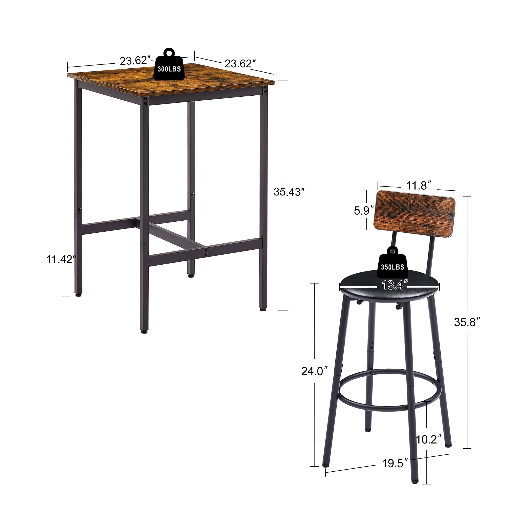PAPROOS Bar Table Set for 2