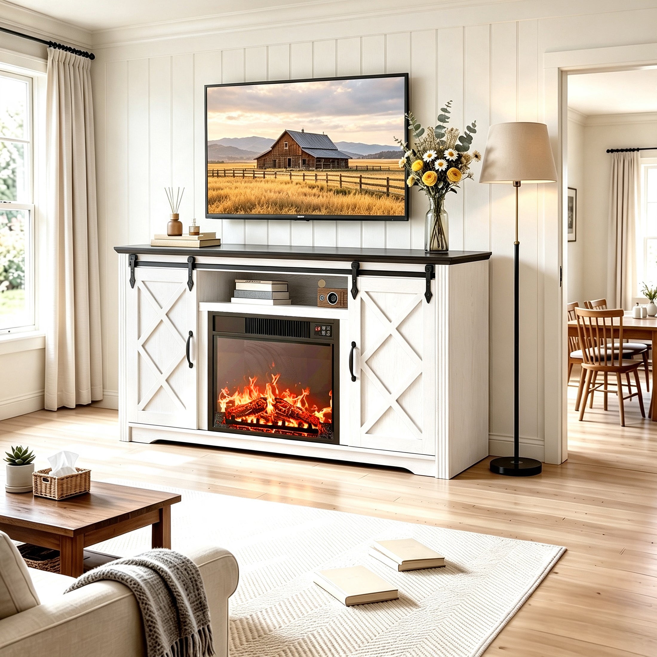 PAPROOS Fireplace TV Stand