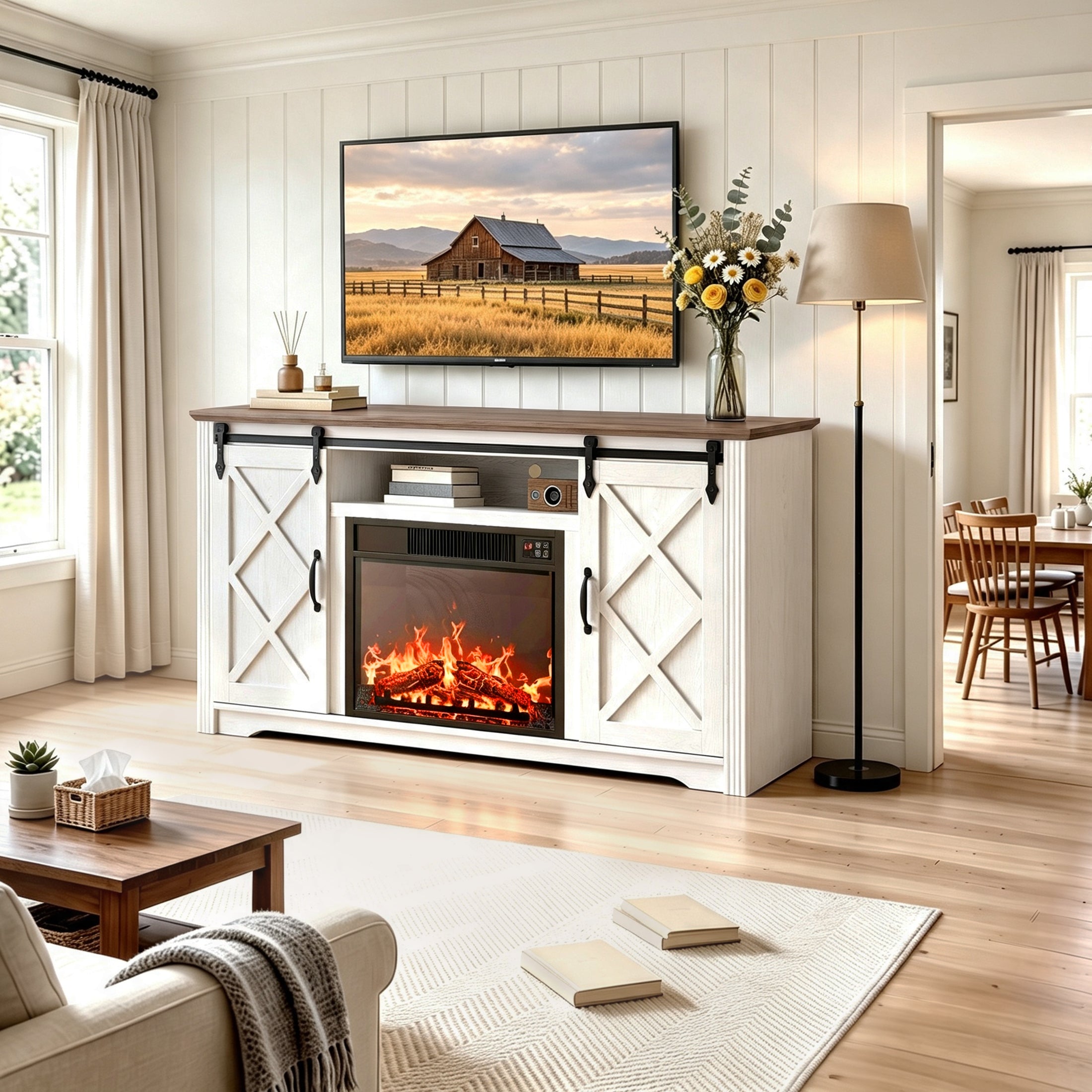 PAPROOS Fireplace TV Stand