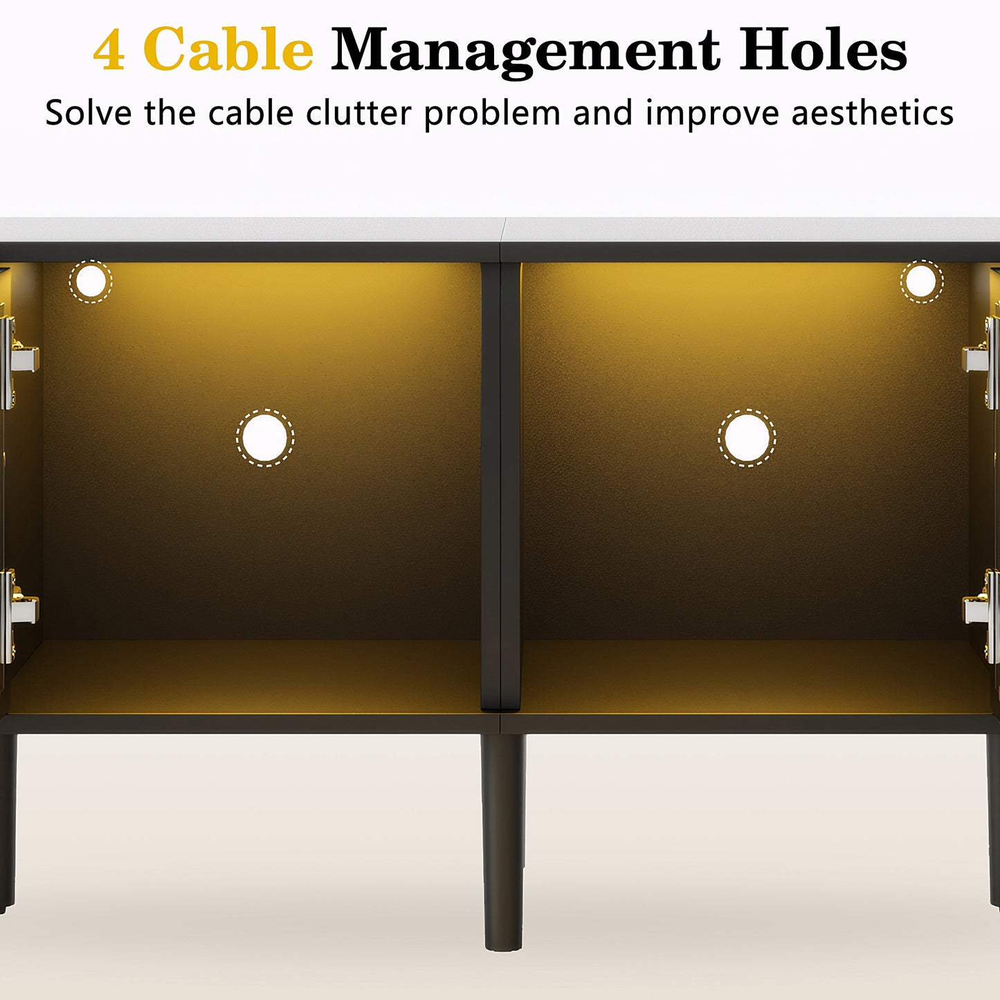 PAPROOS TV Stand for 75 Inch TV, Modern Farmhouse TV Cabinet with LED Light, Living Room Media Console Table with 3 Storage Cabinets and 2 Drawers, Entertainment Center for 70-80 Inches TV, Black