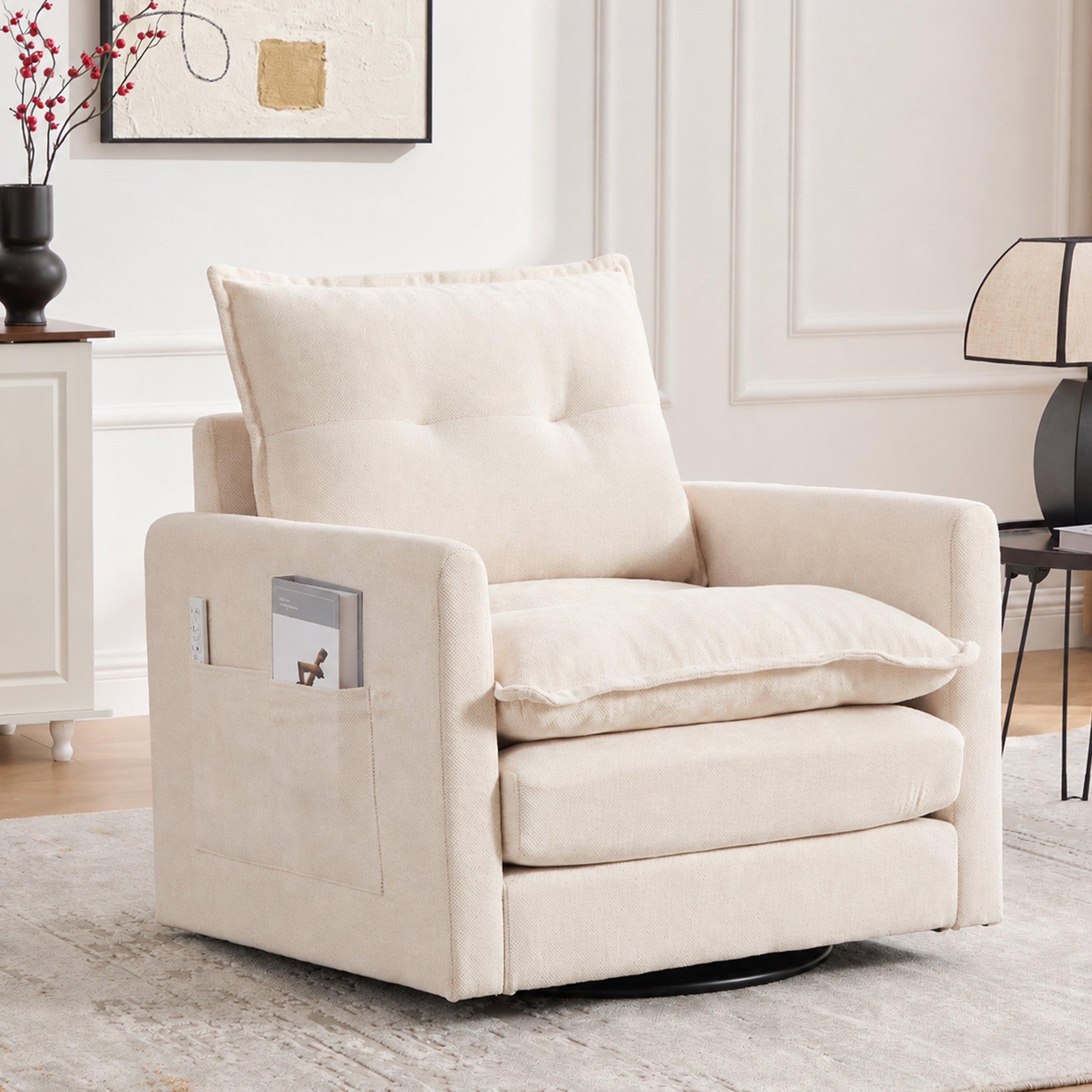 PAPROOS Chenille Upholstered Accent Chair