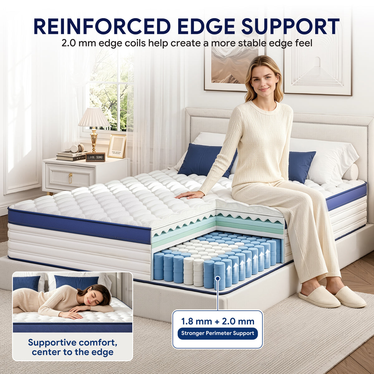 Paproos King Mattress, 12-inch Hybrid Mattress
