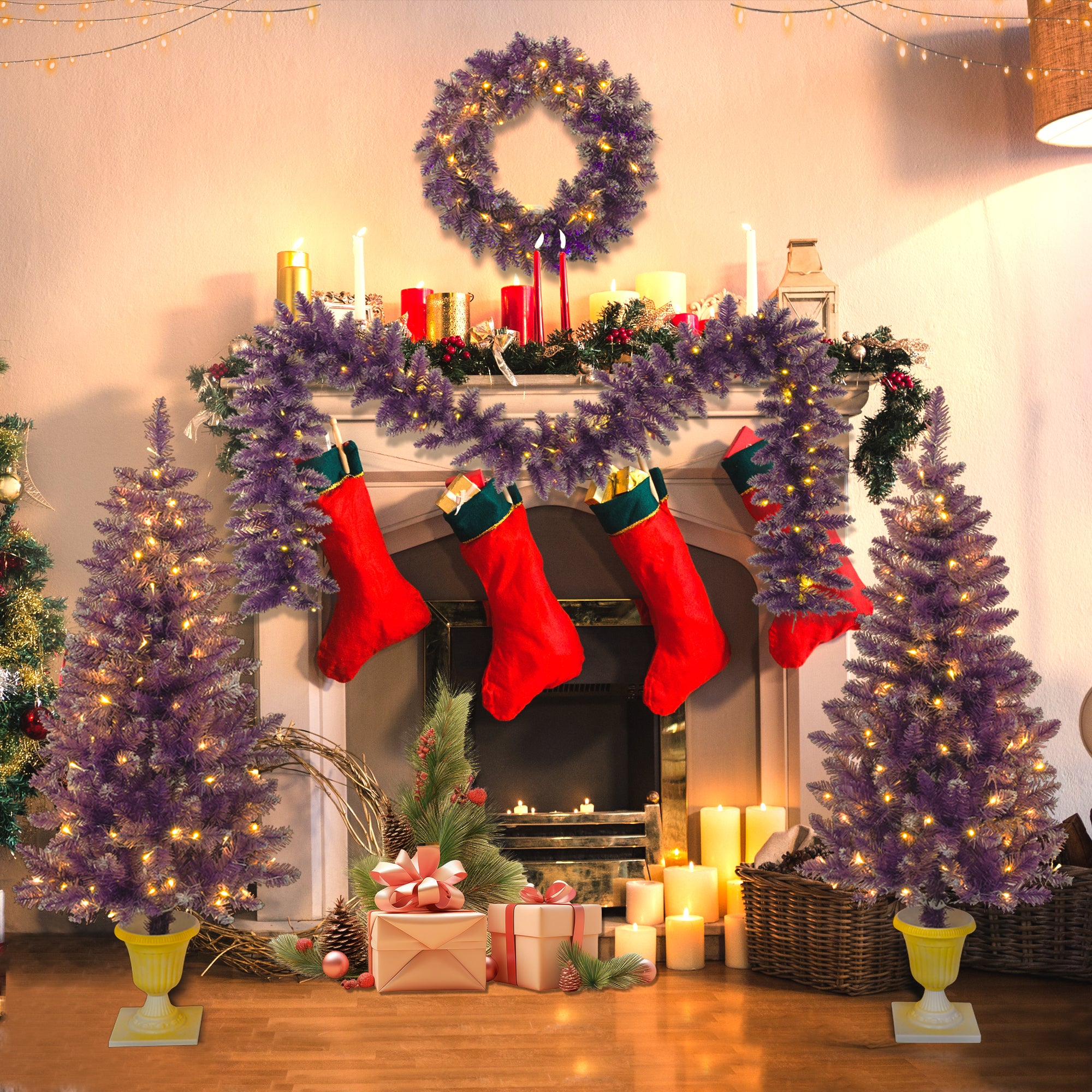 PAPROOS Pre-lit Christmas Decoration 4-Piece Set