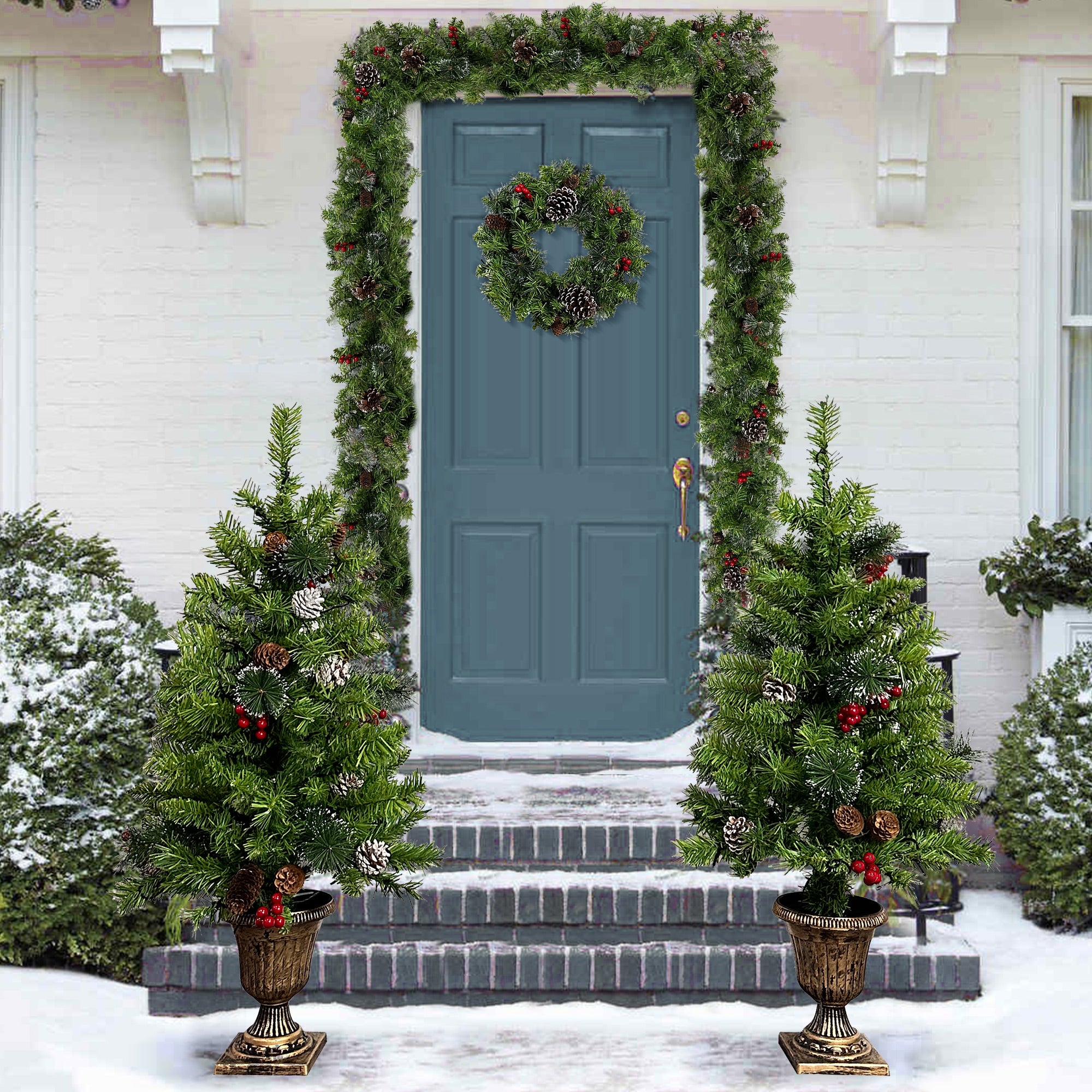 PAPROOS Pre-lit Christmas Decoration 4-Piece Set