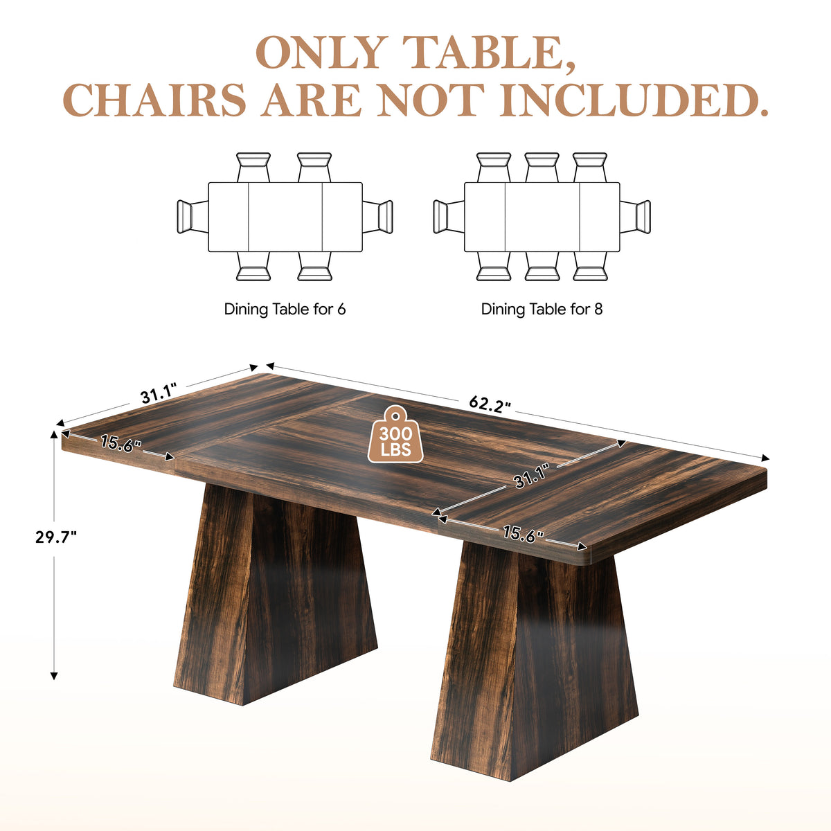 PAPROOS 62.2" Rectangular Dining Table