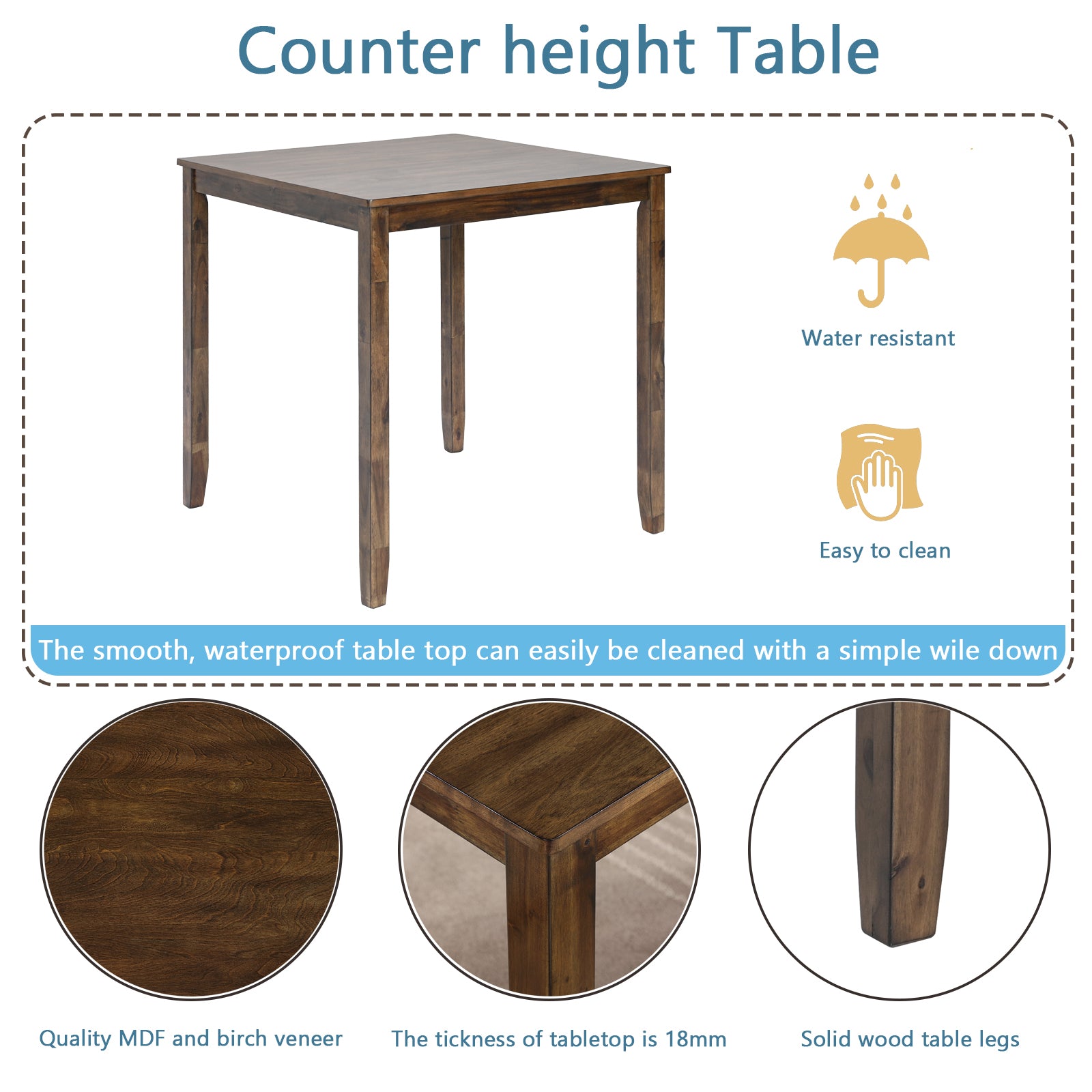 PAPROOS Solid Wood Dining Table