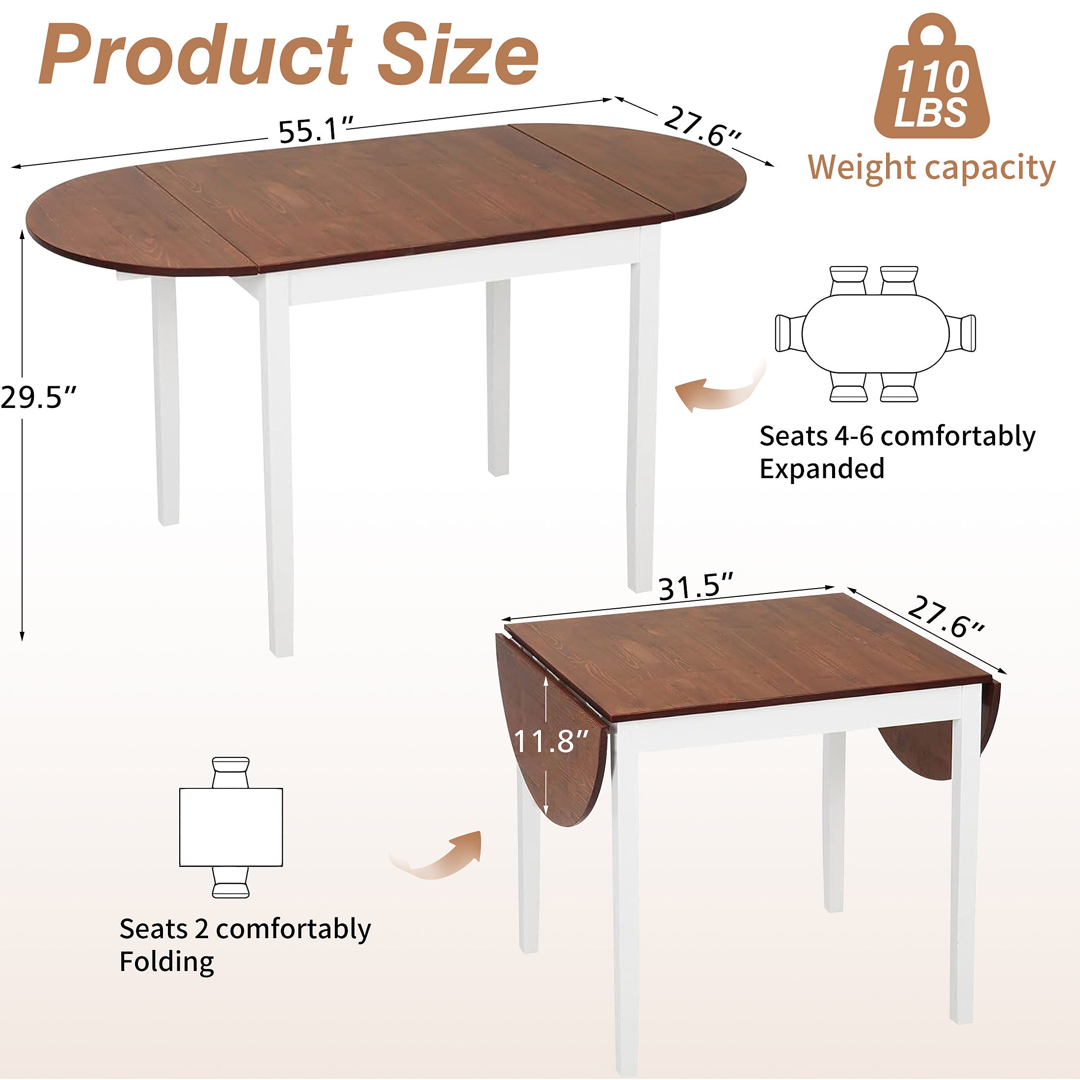 PAPROOS Drop Leaf Table 4-6