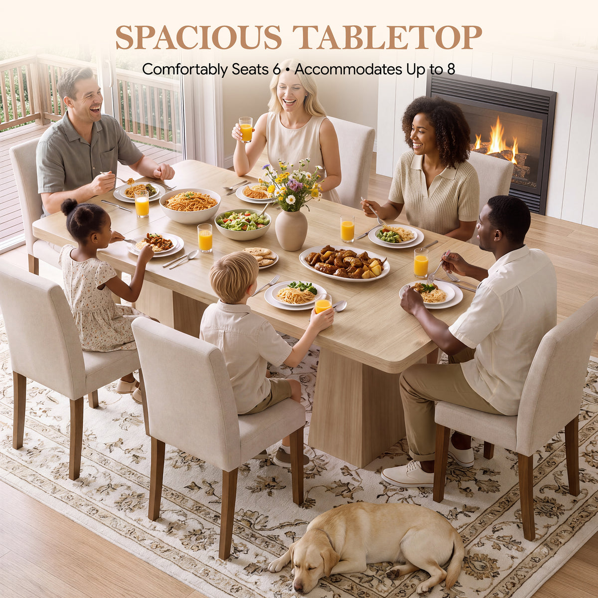 PAPROOS 62.2" Rectangular Dining Table