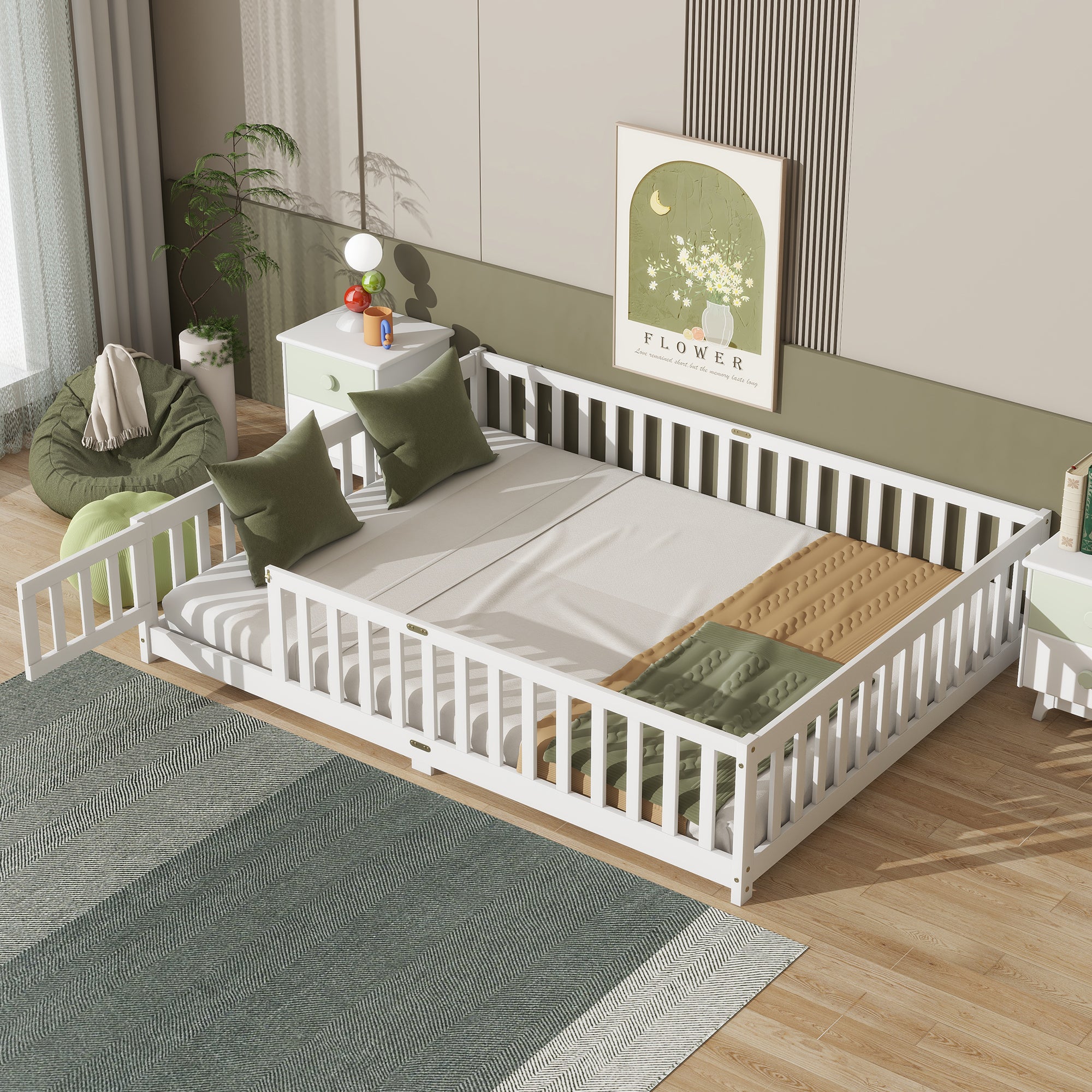 PAPROOS Full Floor Bed Frame