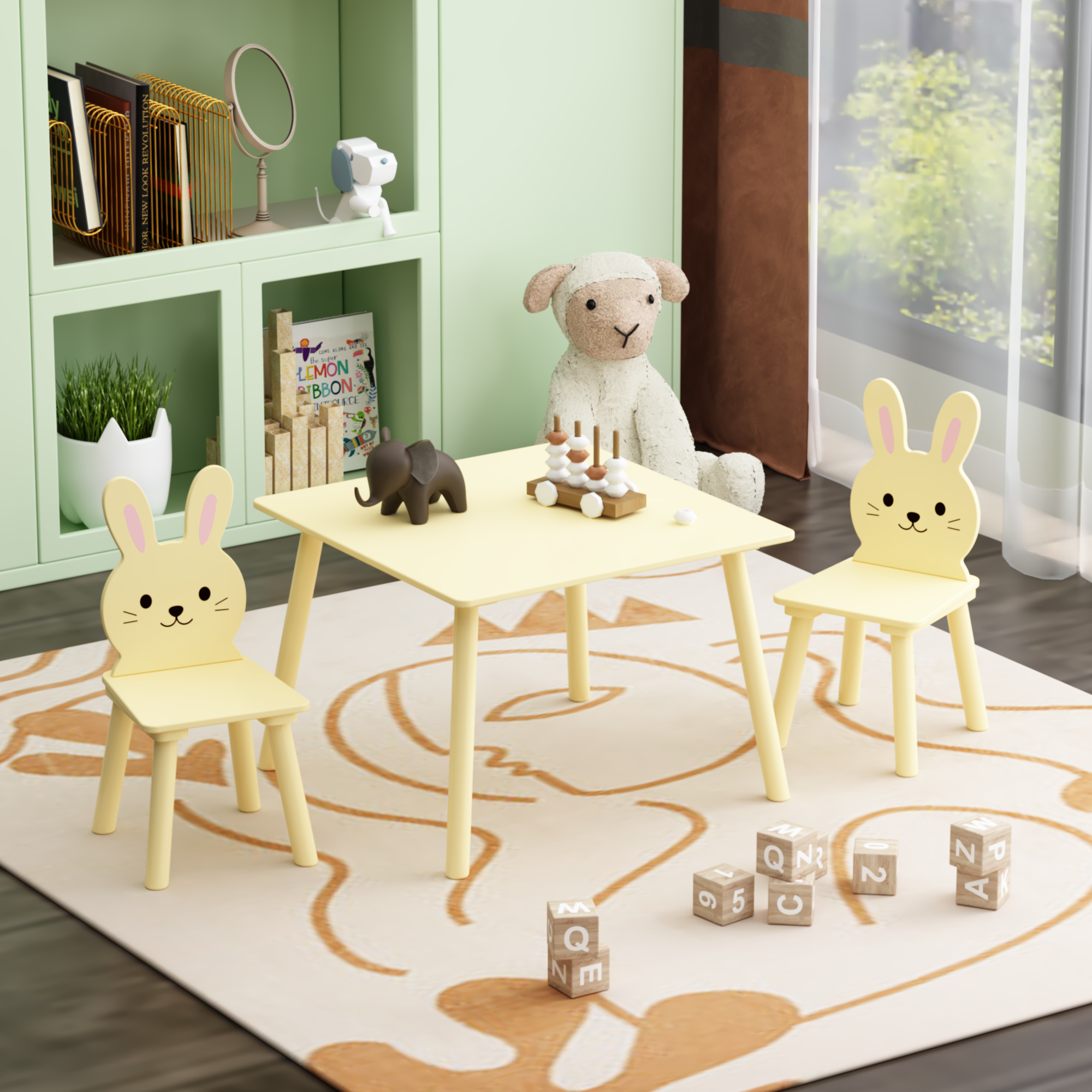 PAPROOS Kids Table and 2 Chairs Set