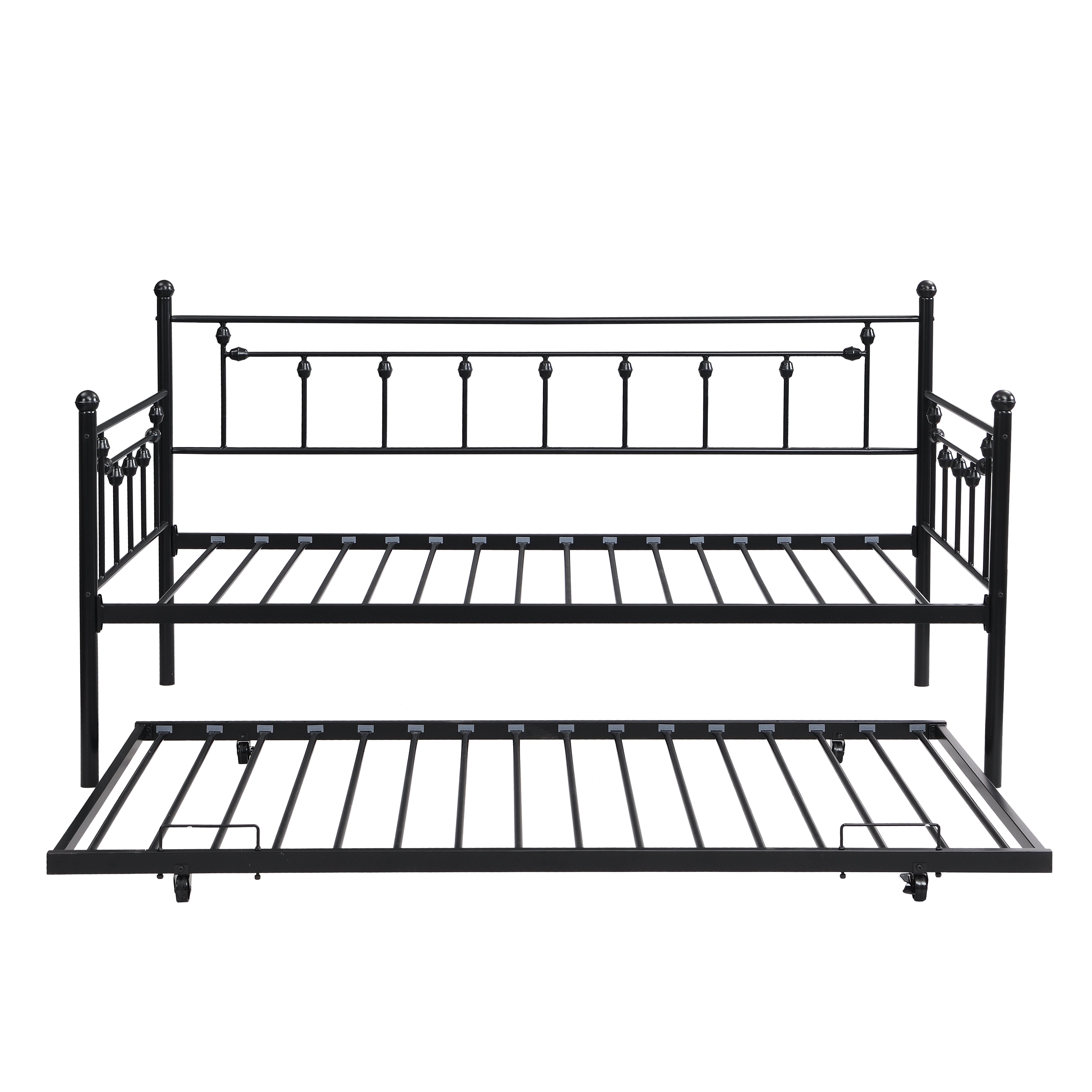 PAPROOS Twin Metal Daybed with Pop Up Trundle Bed