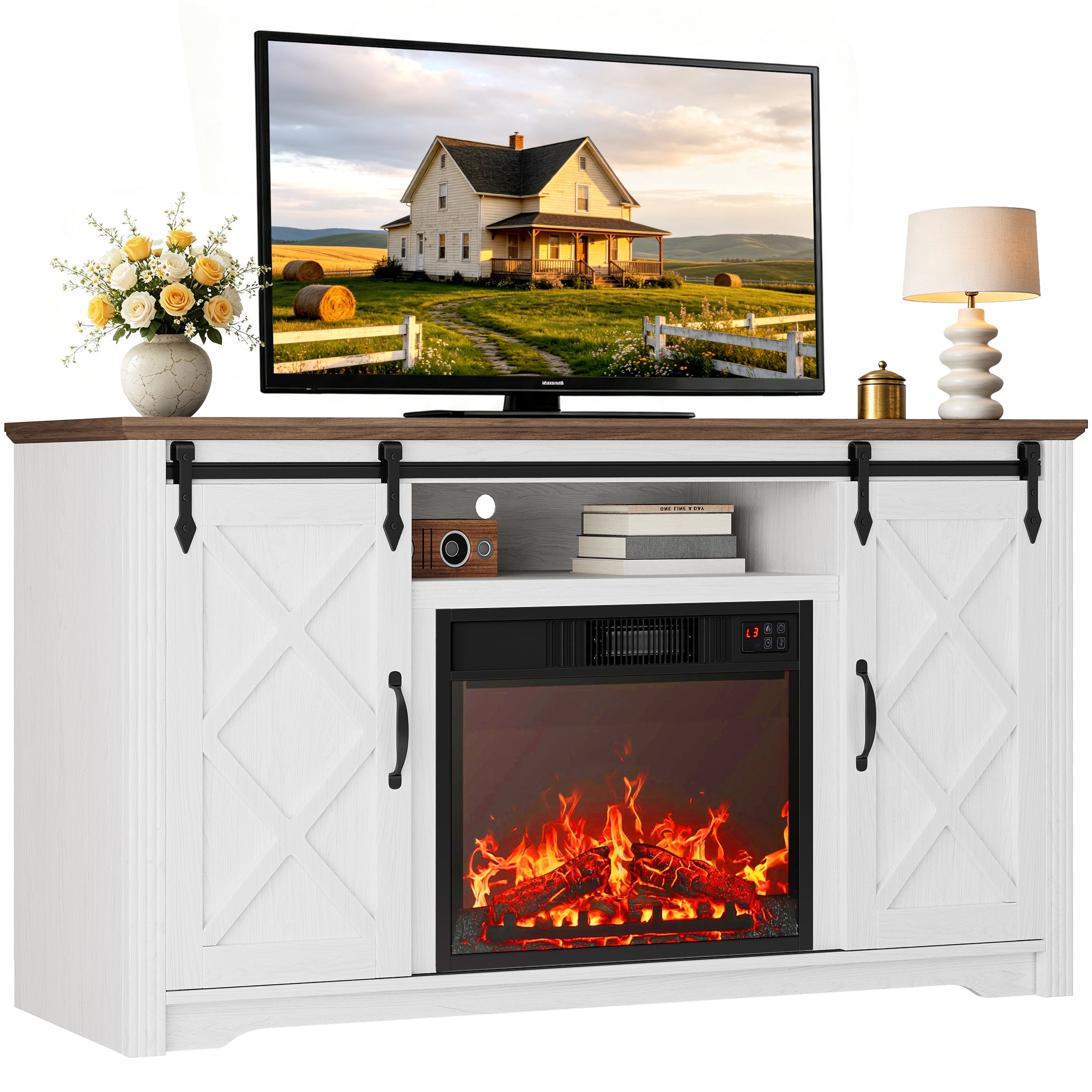 PAPROOS Fireplace TV Stand