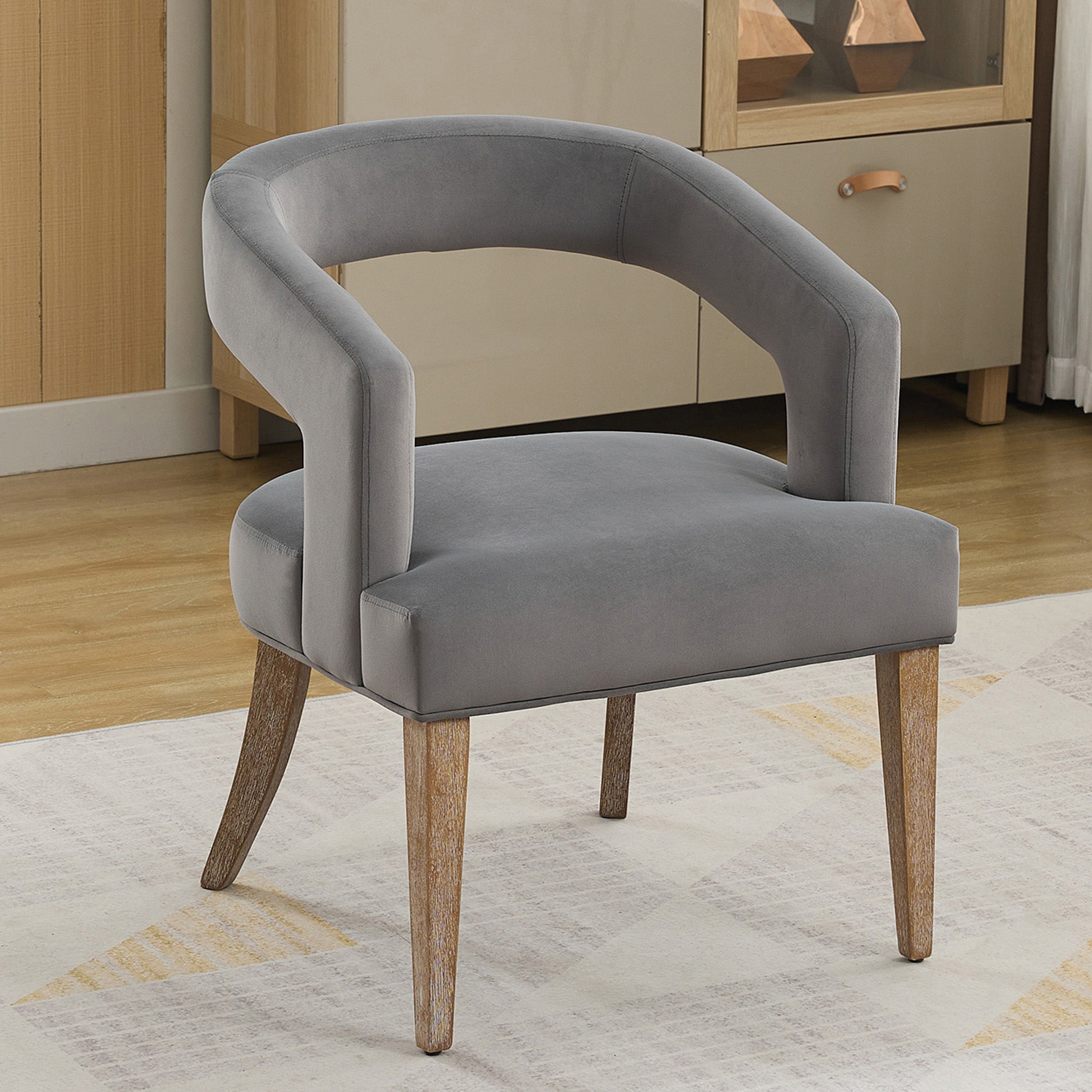 Accent Chair, PU Leather Upholstered Armchair, PAPROOS Barrel Open Back Reading Armchair, Modern Accent Chair with Weathered Solid Wood Legs for Living Room Bedroom, Club