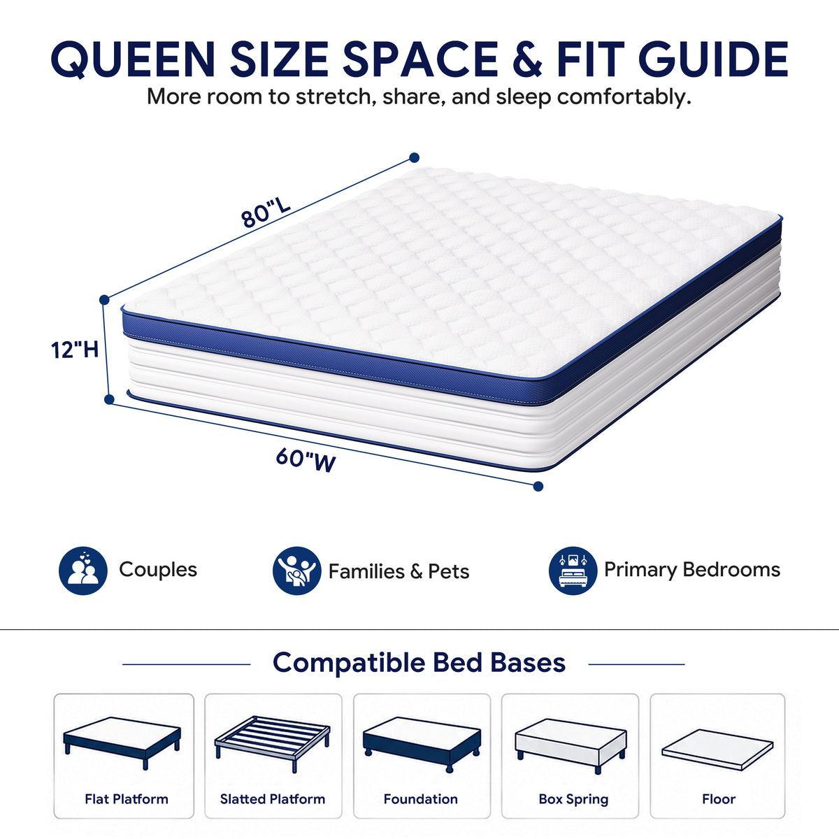 Paproos King Mattress, 12-inch Hybrid Mattress