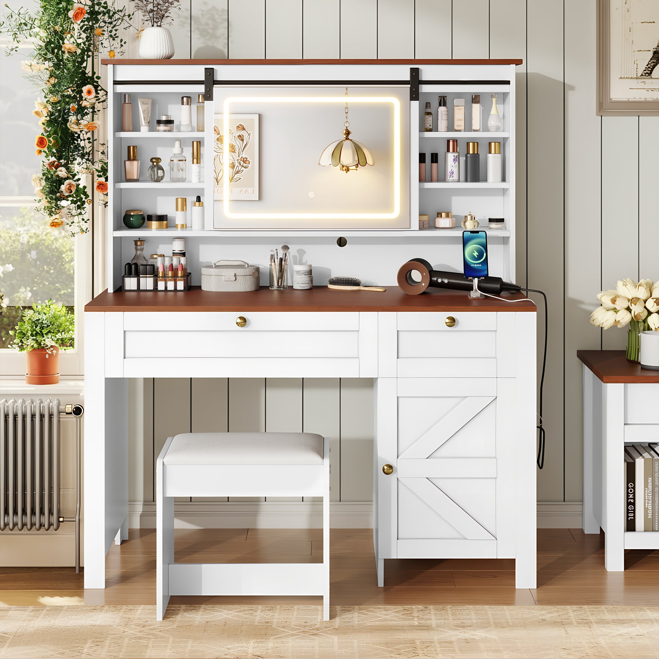 PAPROOS Vanity Set with Mirror and Lights