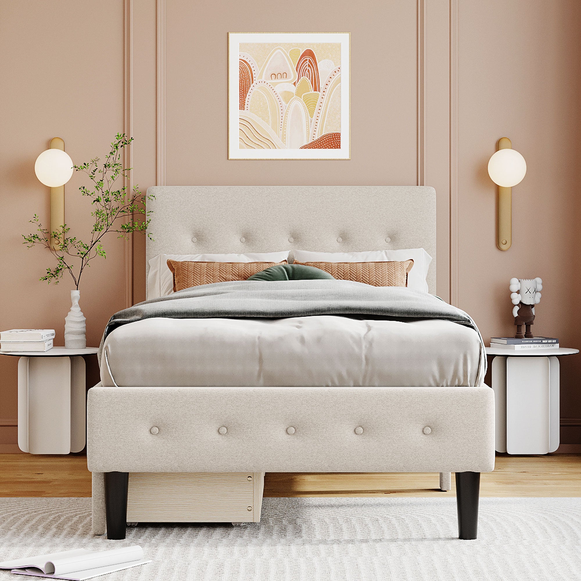 paproos Upholstered Platform Bed with Storage