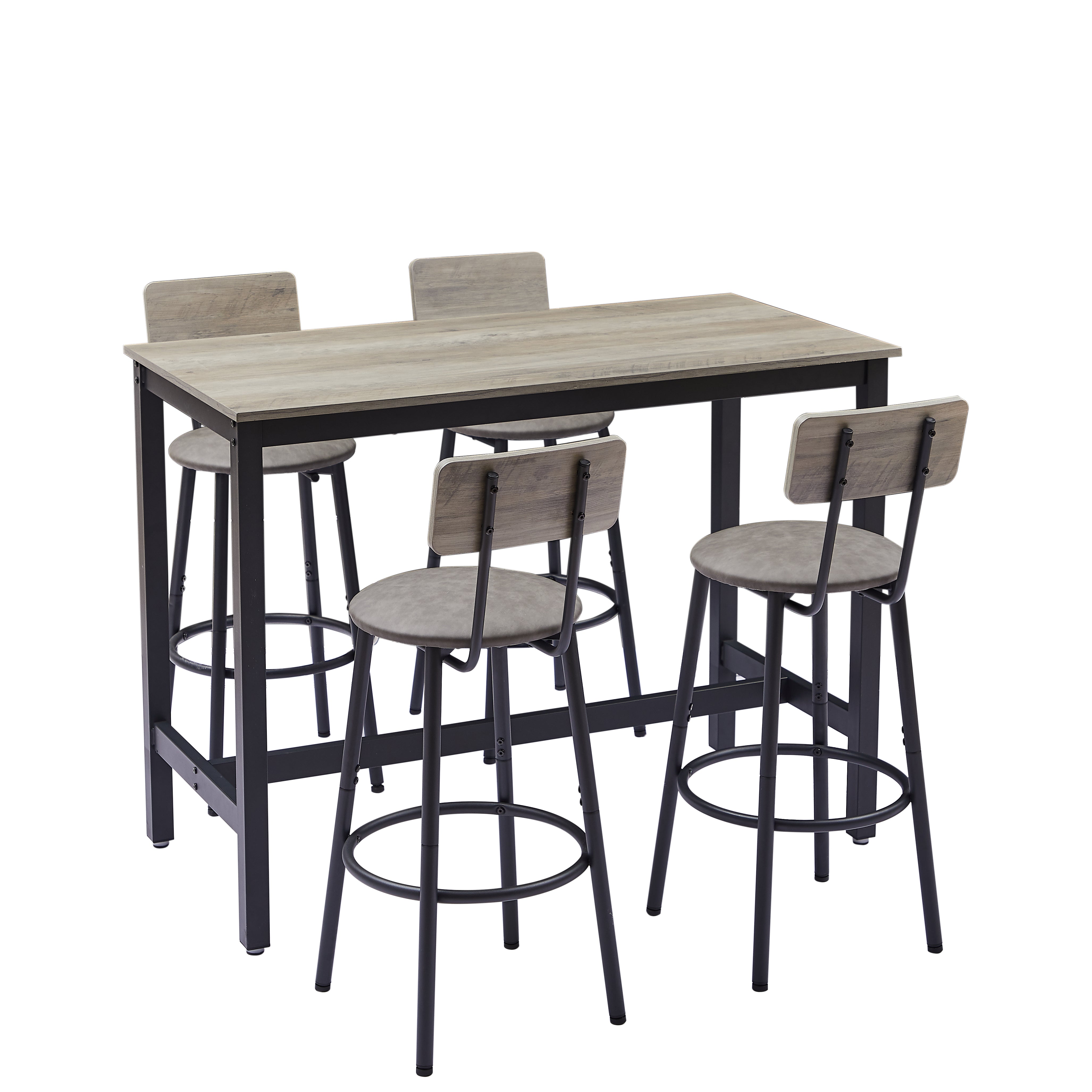 Counter Height Dining Set for 4, 5 Piece Dining Room Set with 4 Stools, Modern Dinette Set for 4, Pub Dining Table & Chairs Set for 4 Persons, Bar Dining Room Set for Small Spaces, White