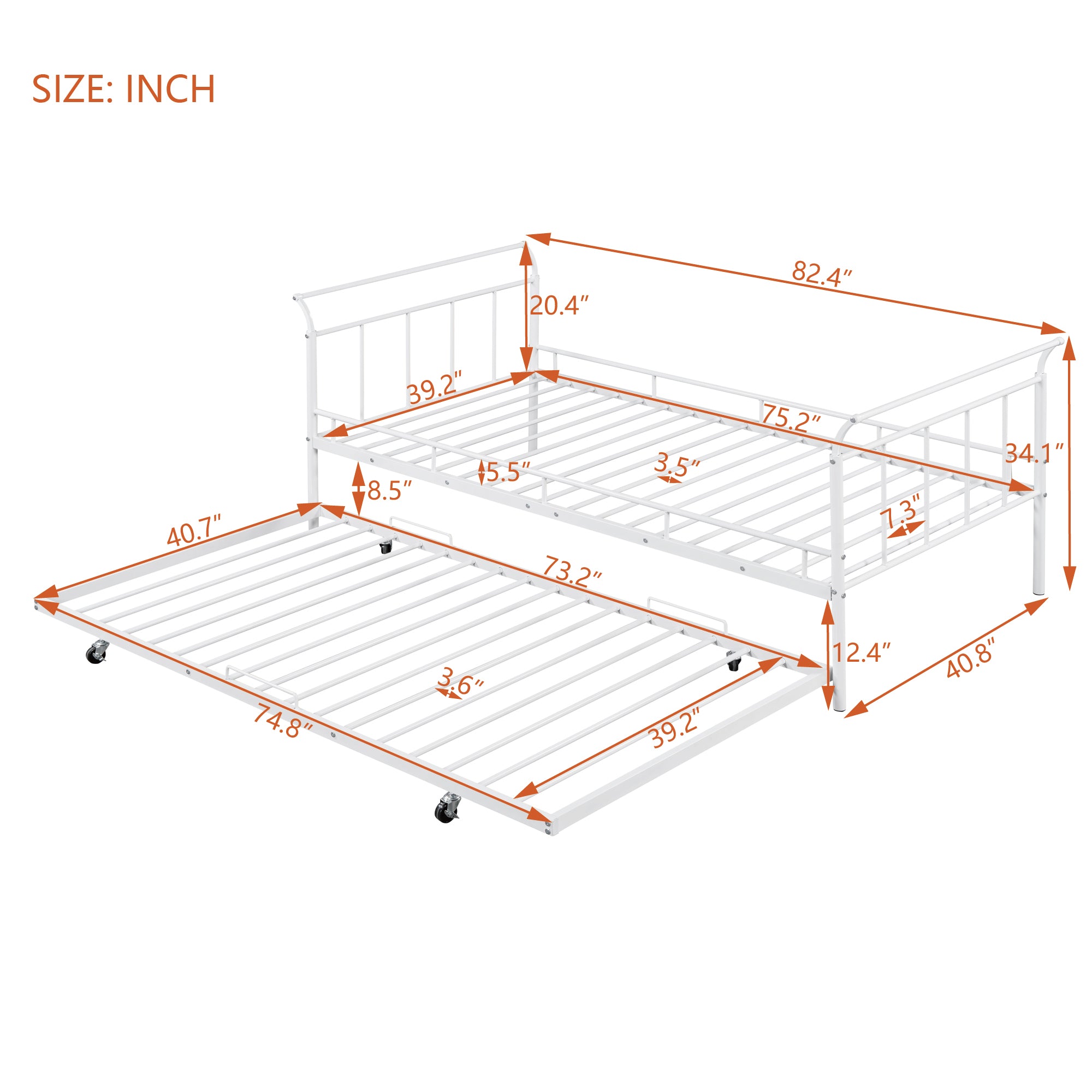 PAPROOS Daybed with Trundle Included