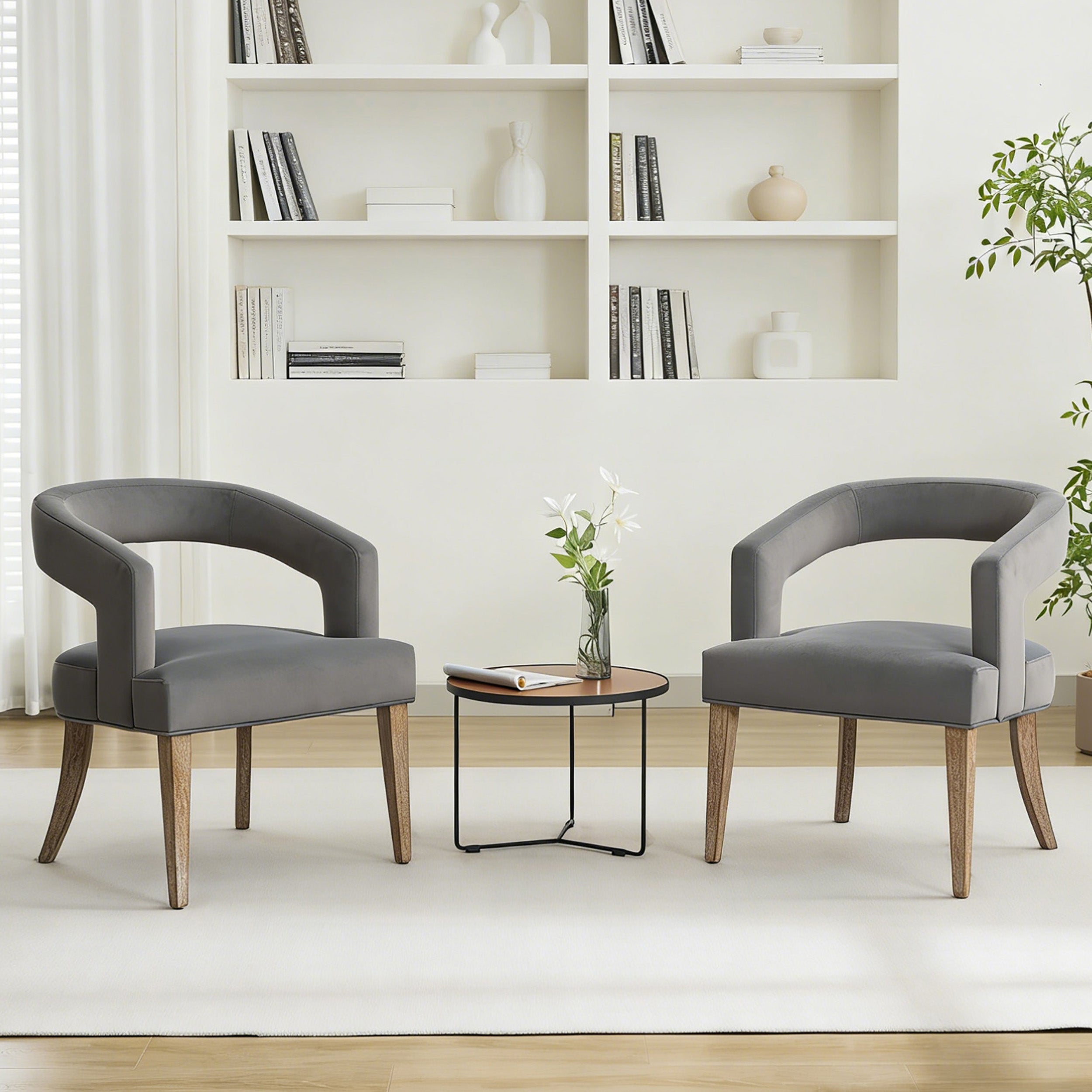 Accent Chair, PU Leather Upholstered Armchair, PAPROOS Barrel Open Back Reading Armchair, Modern Accent Chair with Weathered Solid Wood Legs for Living Room Bedroom, Club