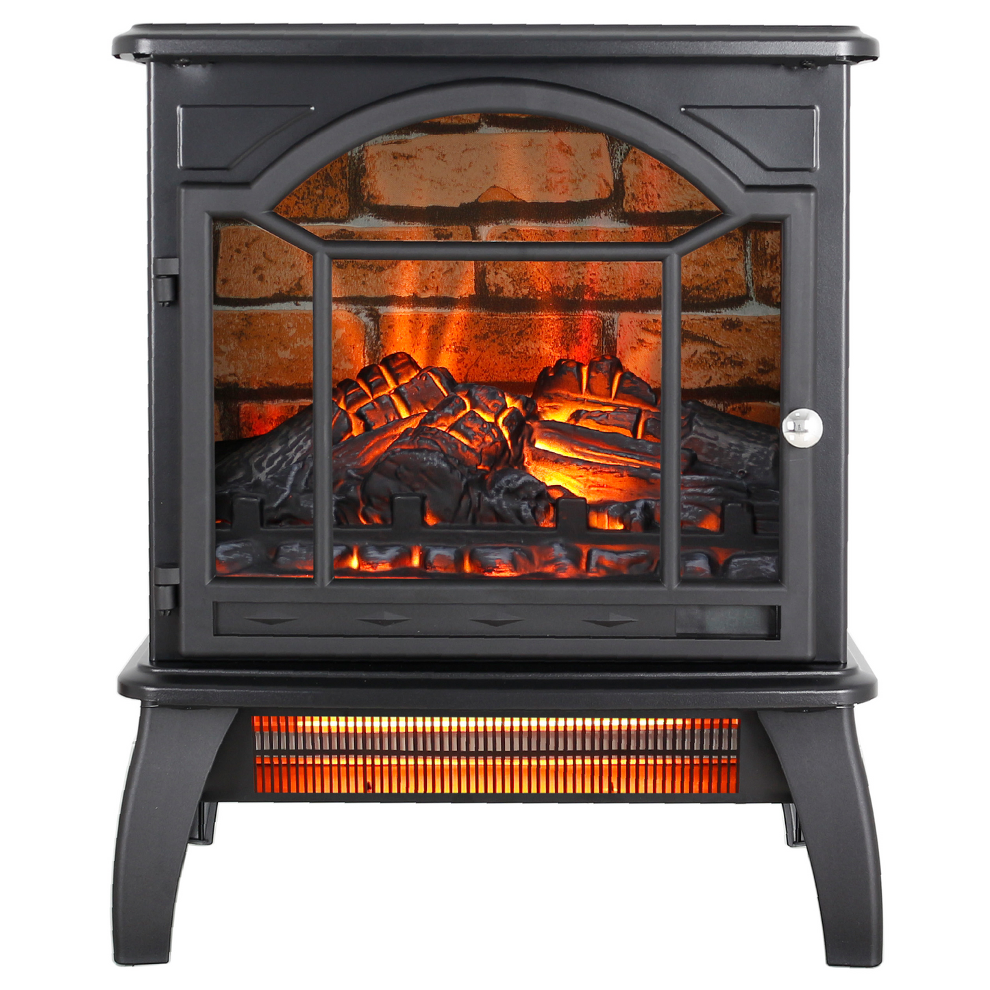 PAPROOS 18 inch Electric Fireplace Heater, Freestanding Quartz Fireplace Infrared Stove Heater with 3D Flame Effect Remote Control, Timer, Safety Protection Heater for Indoor, 1500W, Antique Black