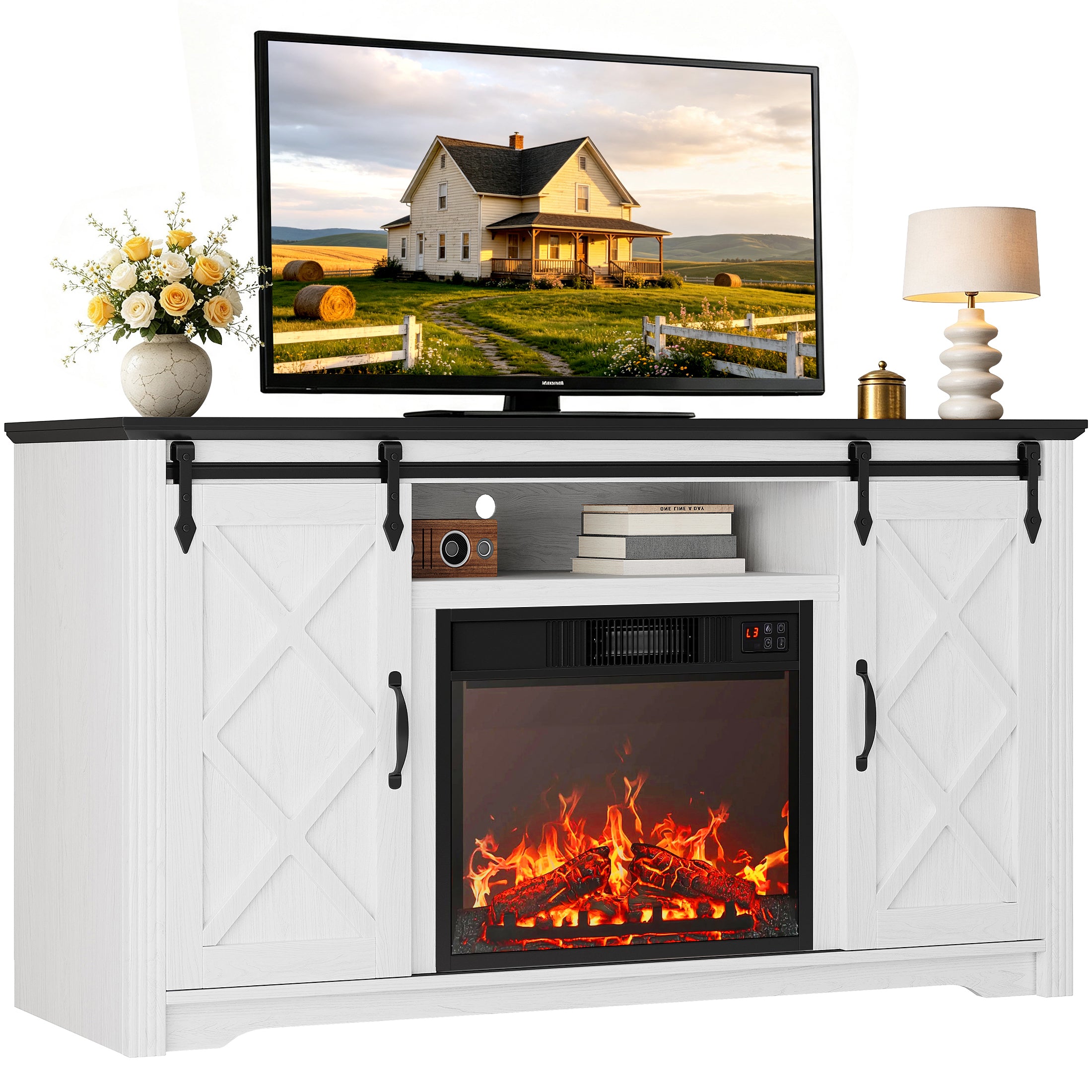PAPROOS Fireplace TV Stand