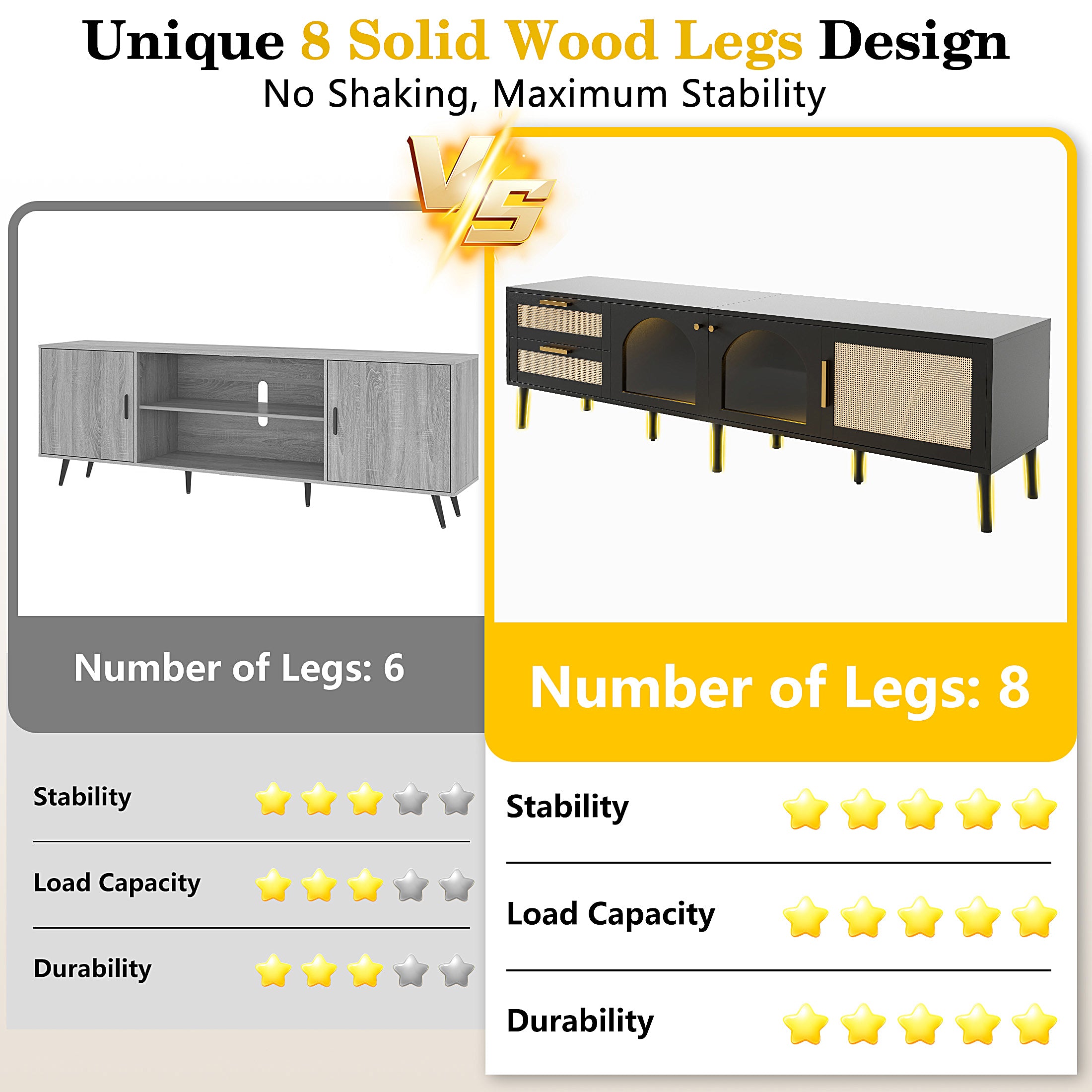 LED TV Stand for TVs up to 80'' with LED Lights, 70" Large Entertainment Center with 2 Drawers and 3 Cabinets, Media Console Table for Living Room with Cable Management, Brown