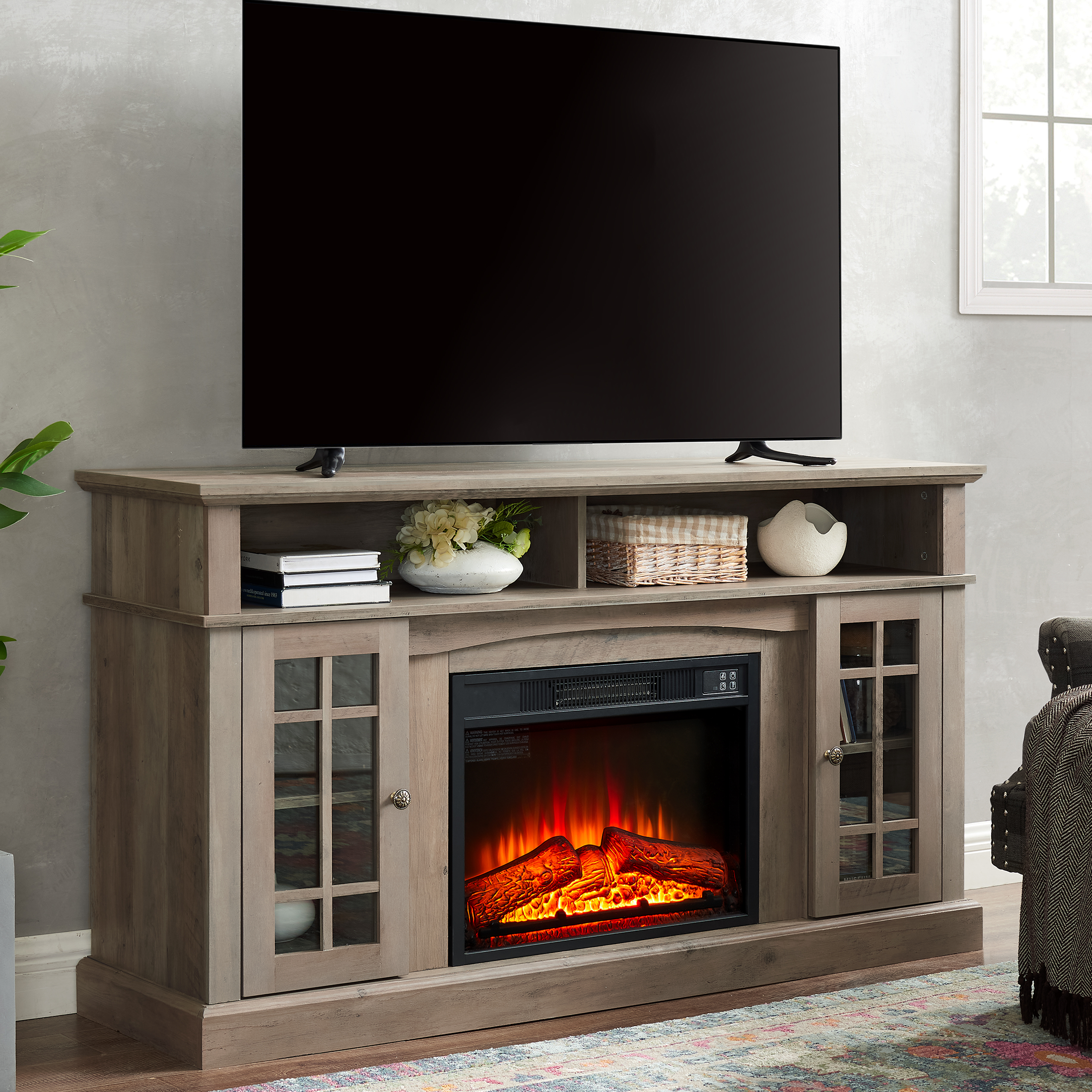 PAPROOS Fireplace TV Stand for 65 Inch TV