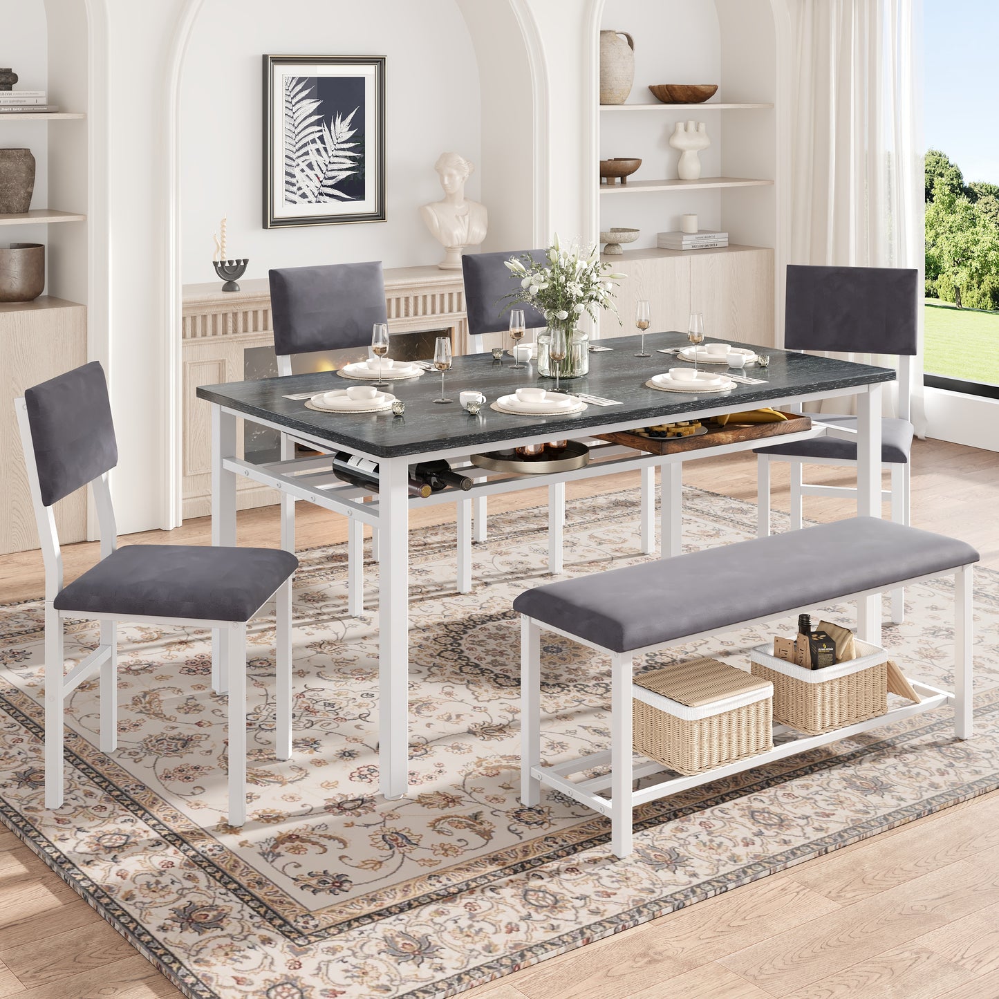 PAPROOS Dining Table Set for 6