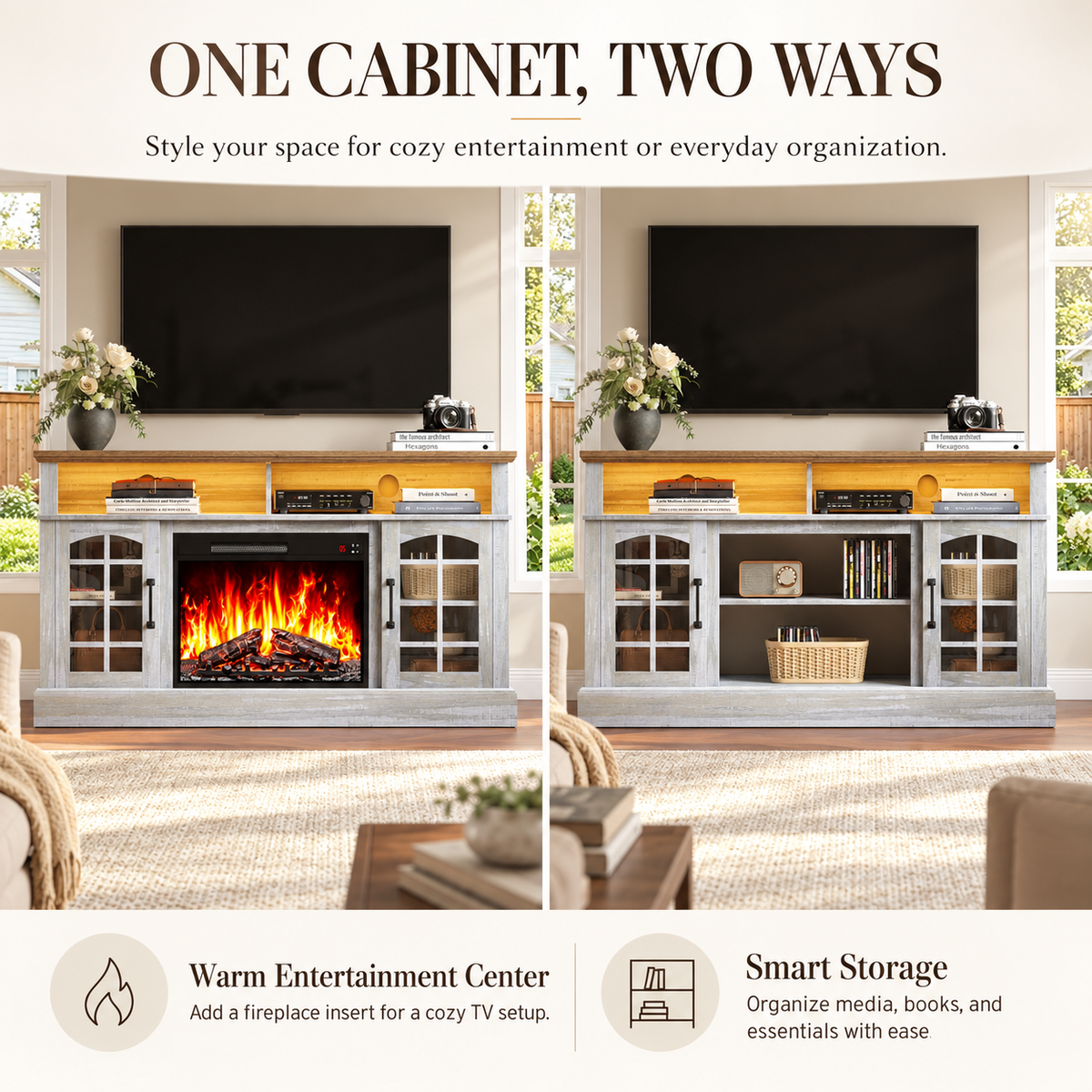PAPROOS TV Stand with Storage for 65in TVs