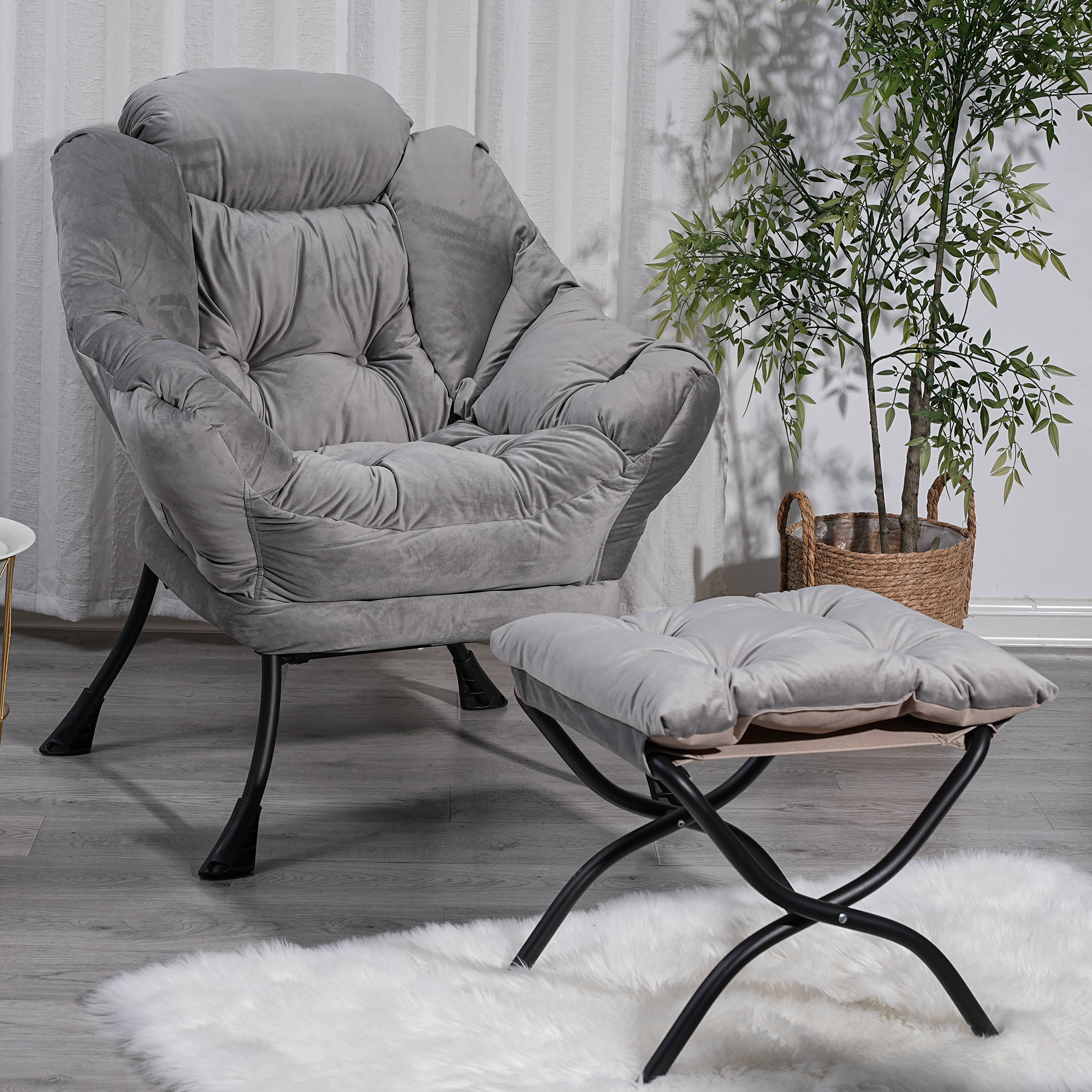 PAPROOS Reading Chair with Ottoman, LJC