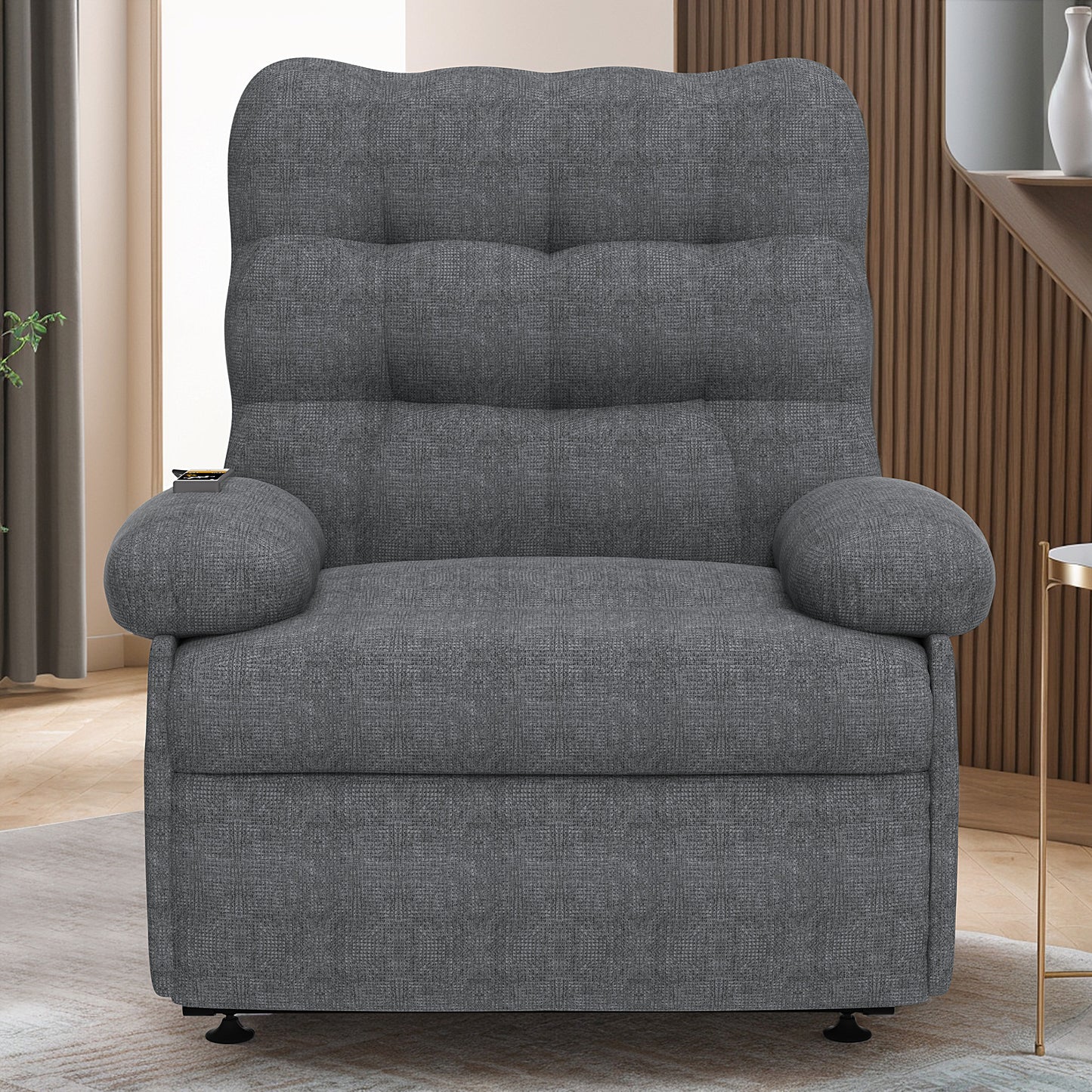 Electric Recliner Chair, PAPROOS Ergonomic Lounge Recliner with Remote Control, Side Pocket, Modern Power Recliner Sofa for Adults Elderly, Single Reclining Sofa for Living Room Home, Grey