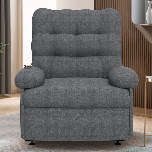 Electric Recliner Chair, PAPROOS Ergonomic Lounge Recliner with Remote Control, Side Pocket, Modern Power Recliner Sofa for Adults Elderly, Single Reclining Sofa for Living Room Home, Grey