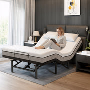 Paproos Electric Adjustable Bed Frame Queen, Metal Power Bed Base Frame with Independent Head & Foot Incline, Power Adjustable Platform Bed with Wired Control, Zero Gravity, 4 Motor, Easy Assembly
