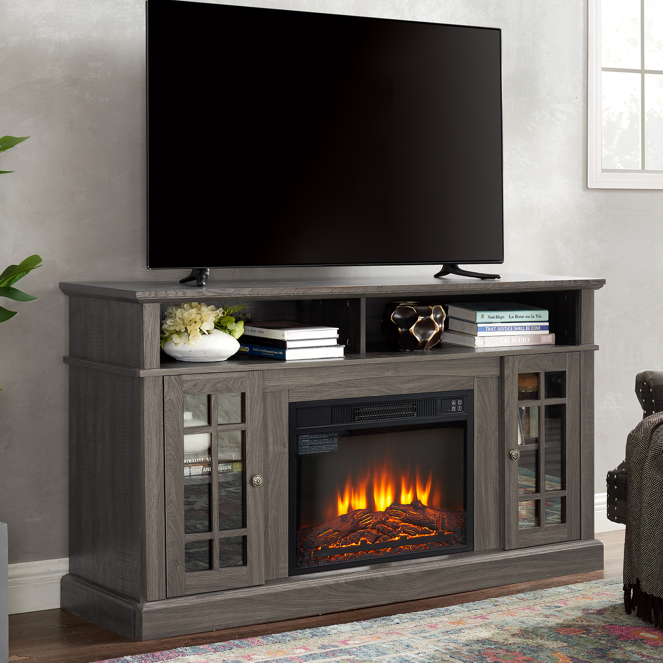PAPROOS Fireplace TV Stand for 65 Inch TV