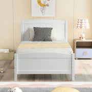 PAPROOS Wooden Twin Platform Bed Frame with Headboard and Footboard