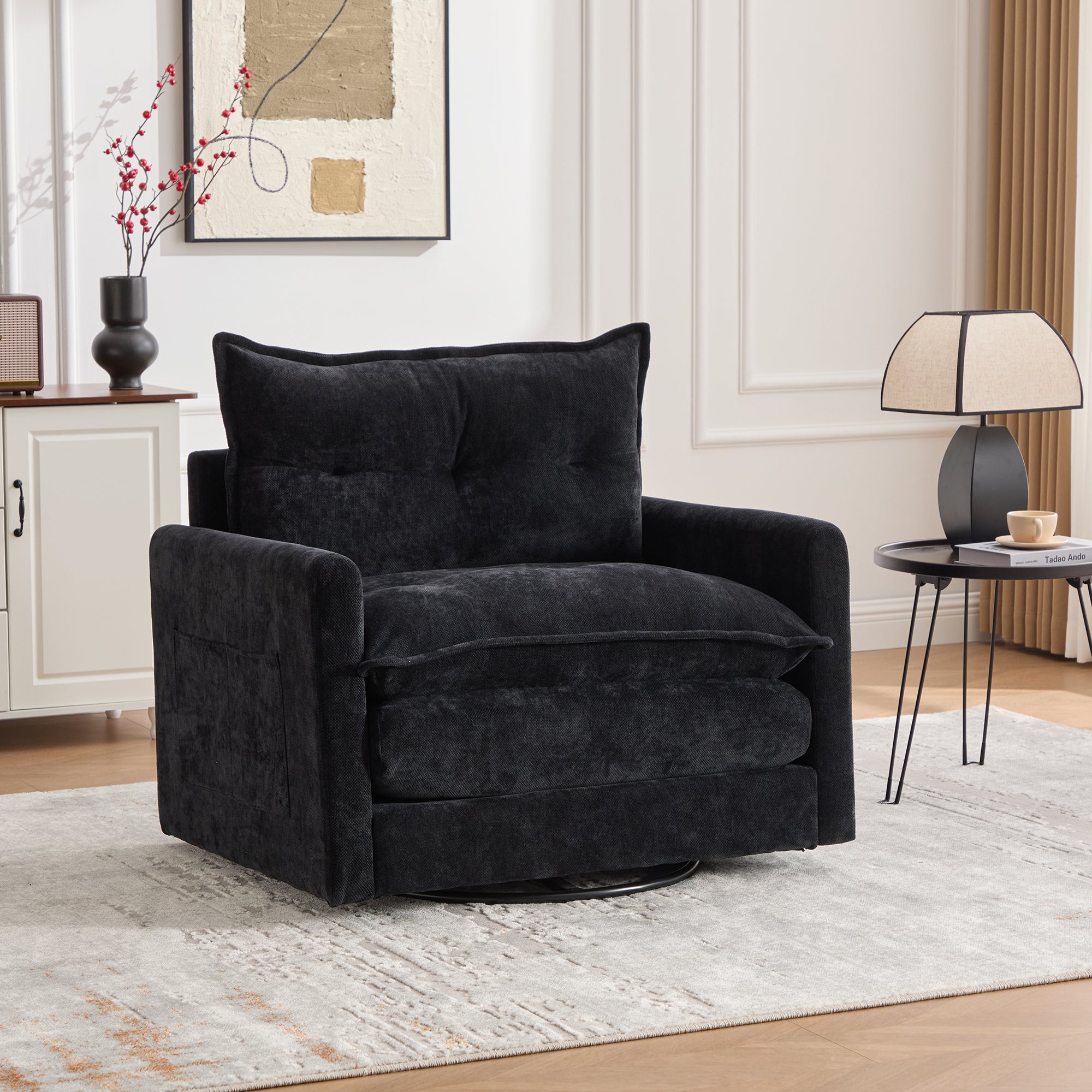PAPROOS Chenille Upholstered Accent Chair