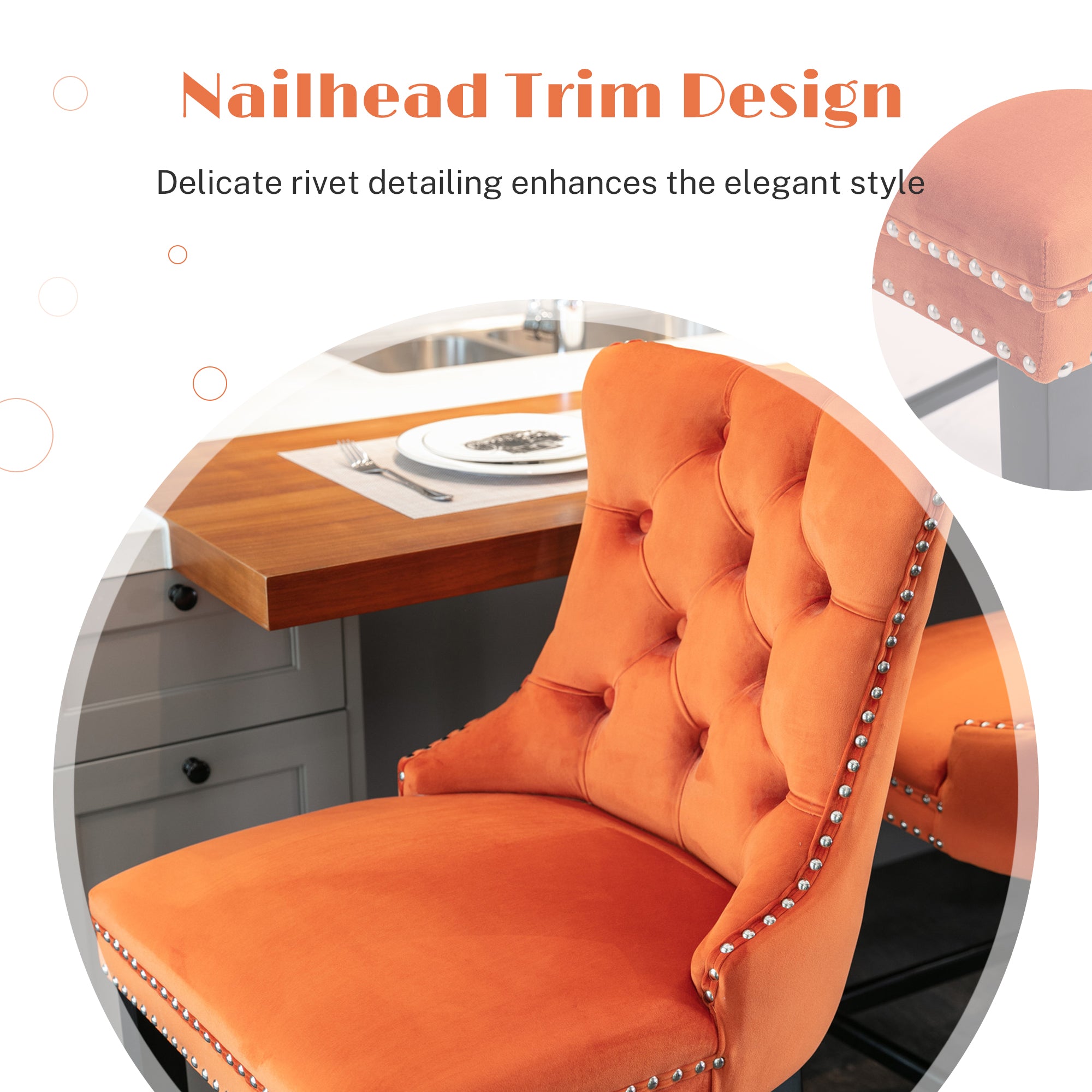 PAPROOS Upholstered Bar Stools Set of 2