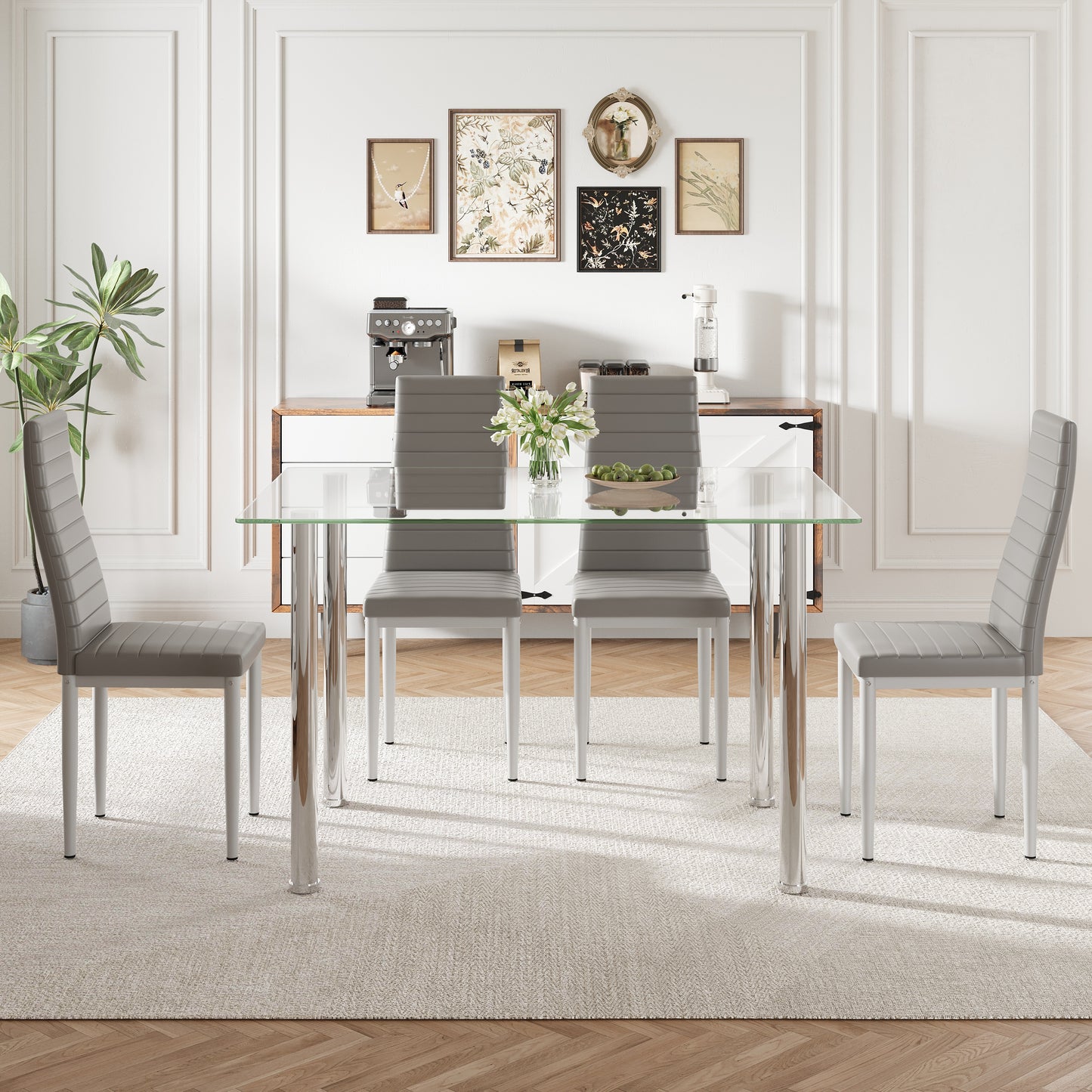 PAPROOS 5 Piece Dining Table and Chair Set, LJC