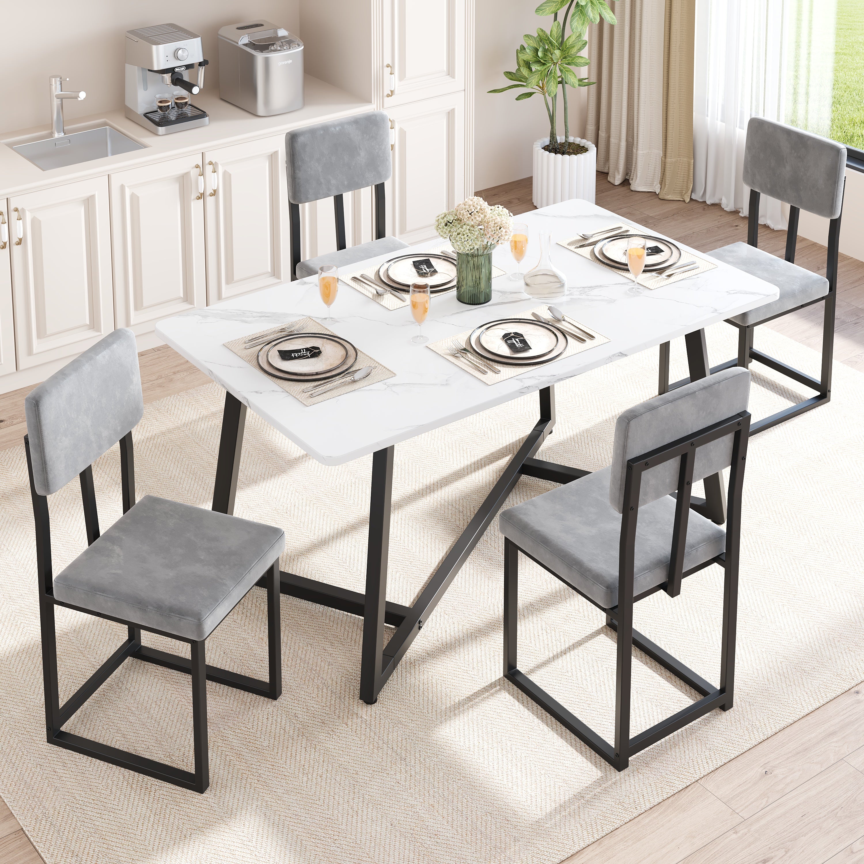 PAPROOS Dining Table Set for 4